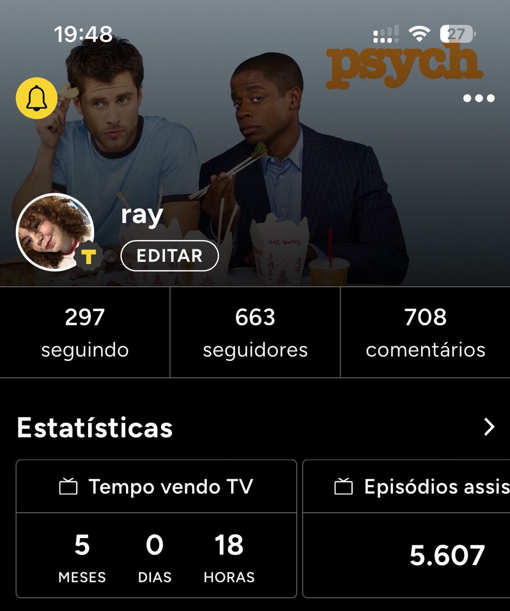 rwyane's tweet photo. irei sentir falta da minha conta no tv time 💔 https://t.co/YYNIFcs9UL