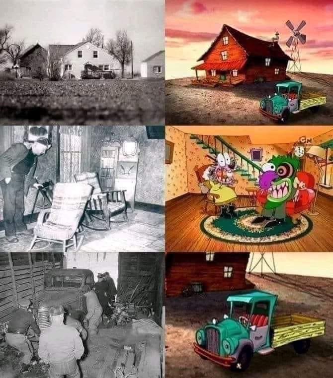 FotosDeFatos's tweet photo. "A história que inspirou a série 'Coragem, cão covarde'. 

Esta casa feita de madeira que está longe de toda civilização, está localizada no Novo México, Estados Unidos. 
Diz-se que nos anos 70 os donos eram um casal de idosos, e que tinham um cachorro que era como um filho para eles. 

Depois de vários anos morando na casa em paz e sossego, começaram a acontecer infortúnios fora de casa, eles ligaram tanto para o 911 que os operadores já consideravam isso uma piada. 

Os velhos sempre pareciam muito perturbados, mas diziam coisas absurdas, como que havia entidades desconhecidas rondando sua casa, ou que coisas paranormais estavam acontecendo. 

Um dia um operador confiou neles e acionou a polícia que foram investigar e a única coisa que encontraram foi um cachorro chorando e tremendo debaixo da mesa. 

Diz-se que esta é a história para a qual John Dilworth se inspirou e criou a famosa série: Coragem, o cão covarde".

Fonte PodHeck