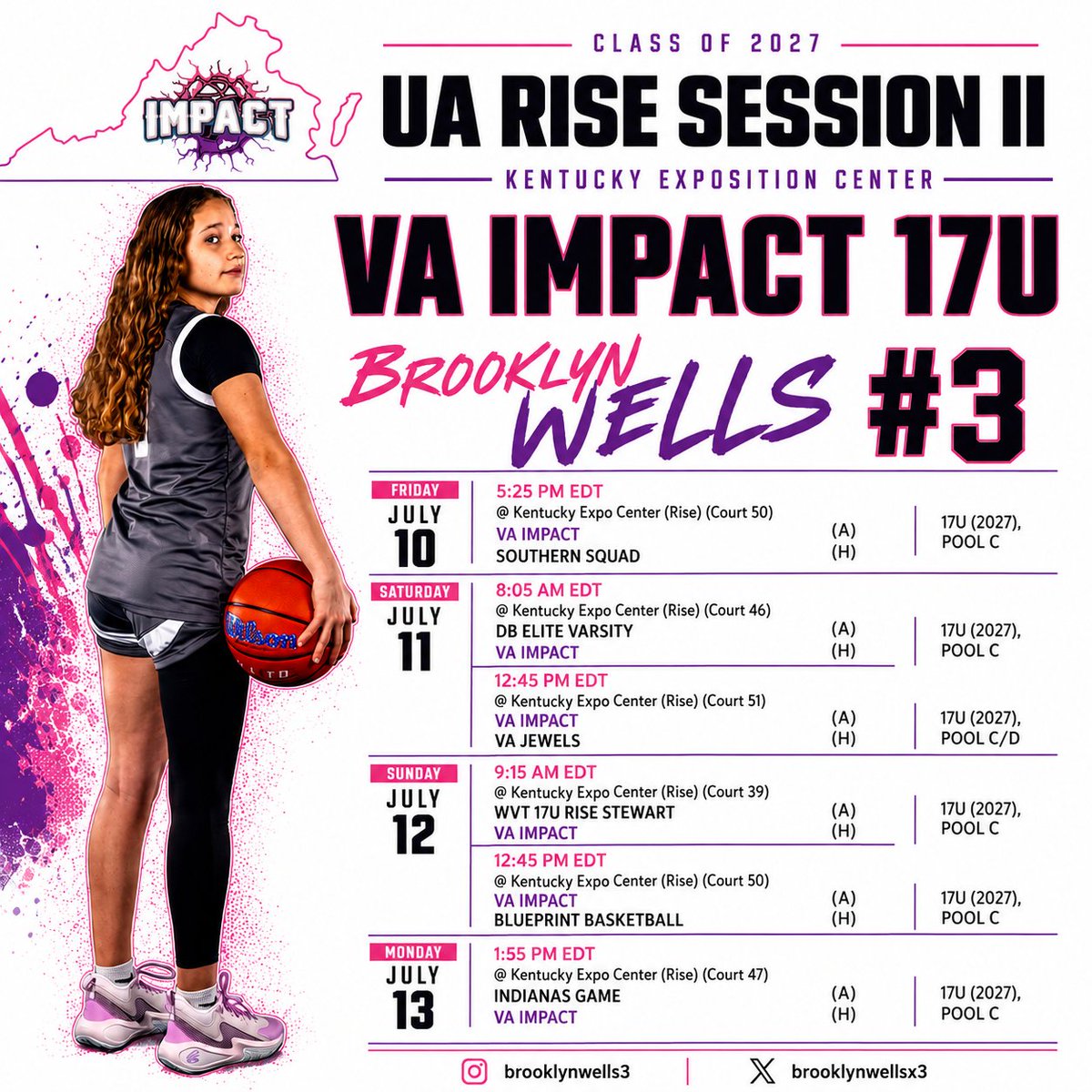 brooklynwellsx3's tweet photo. Schedule for UA Rise Session II !!! Ready to get to work with my team!!!! #keepworking #pg3 #together @va_impact https://t.co/F1SVljt1MW