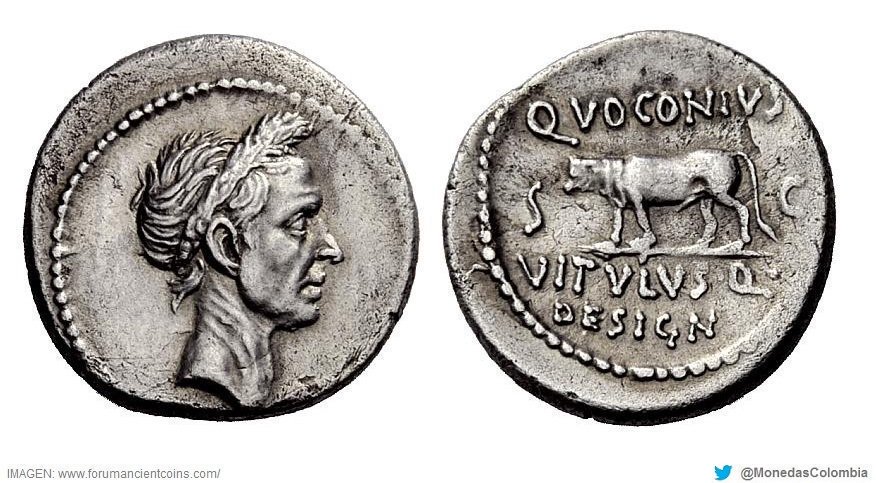 MonedasColombia's tweet photo. El mes de #Julio ( julius) fue nombrado en honor al político romano Julio César en el año 44 a.C. Originalmente este mes era el quinto del primitivo calendario romano y se llamaba Quintilis.

Moneda Denario de plata.
#1Julio https://t.co/TlxP4yjLyO