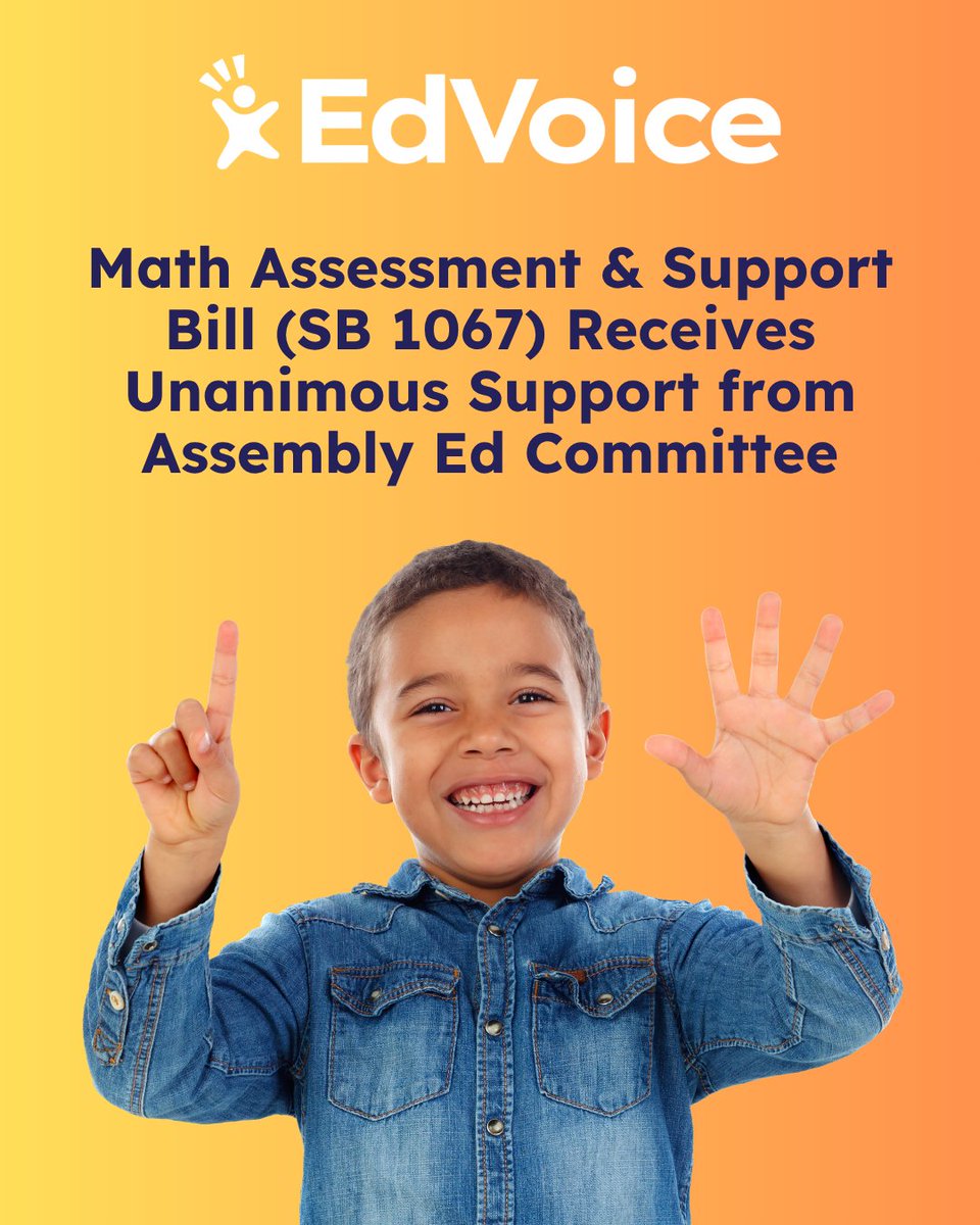 edvoice's tweet photo. ONE STEP CLOSER!🥳

Thank you to Senator Weber Pierson, M.D., and the dozens of advocates who showed up in support of strong foundational math skills for all kids.

Special thanks to the members of Assembly Education Committee who voted unanimously to move the bill forward.

Next stop, Assembly Appropriations!

Read our press release for more: https://t.co/lKRZ2TZX5M