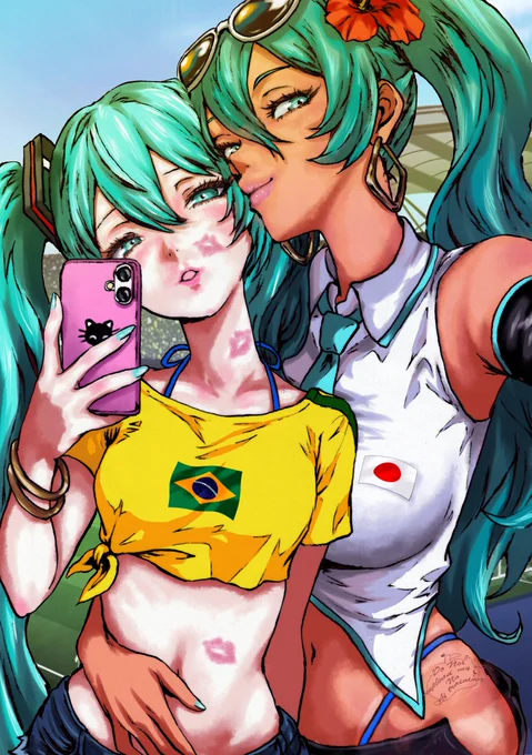 試合の後はユニフォーム交換 #初音ミク