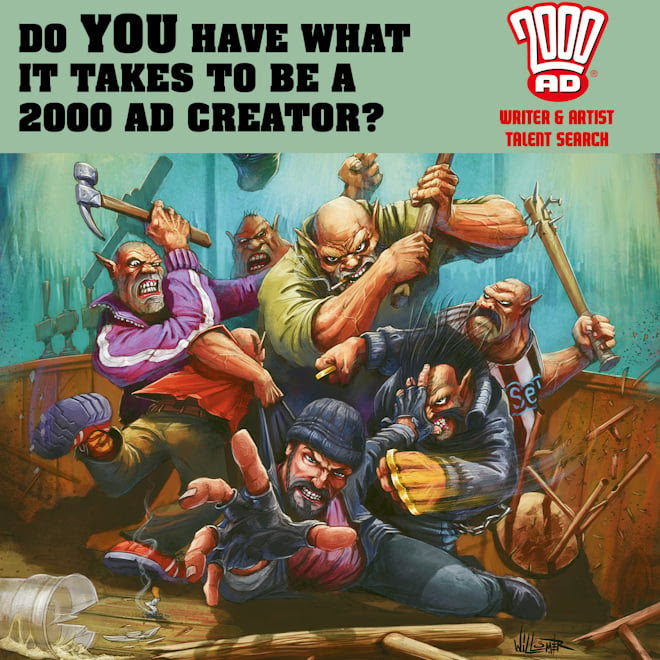 ComicCrusaders's tweet photo. WEPAAA, creators,  THIS is your shot! 🚀 The @2000AD Talent Search is back at Thought Bubble Comic Convention 2026, and The Galaxy’s Greatest Comic is looking for fresh writers and artists ready to bring the weird, the wild, and the wickedly original.

Artists can draw a Time Twisters script by Rob Williams. Writers can pitch a two-minute Future Shock story live. The prize? A chance at paid work with 2000 AD.

No AI shortcuts. No fake creative sauce. Just real human imagination, skill, and guts.

Get your pages ready. Perfect that pitch. Step up, Earthlets, this could be your doorway into comics history.

Read the full competition details and terms & conditions here! --->  https://t.co/LYulAHZKQb 

#2000AD #ThoughtBubble2026 #ComicBooks #ComicBookNews #ComicsCreators #IndieComics #WritersOfInstagram #ComicArtists #FutureShock #ComicCrusaders