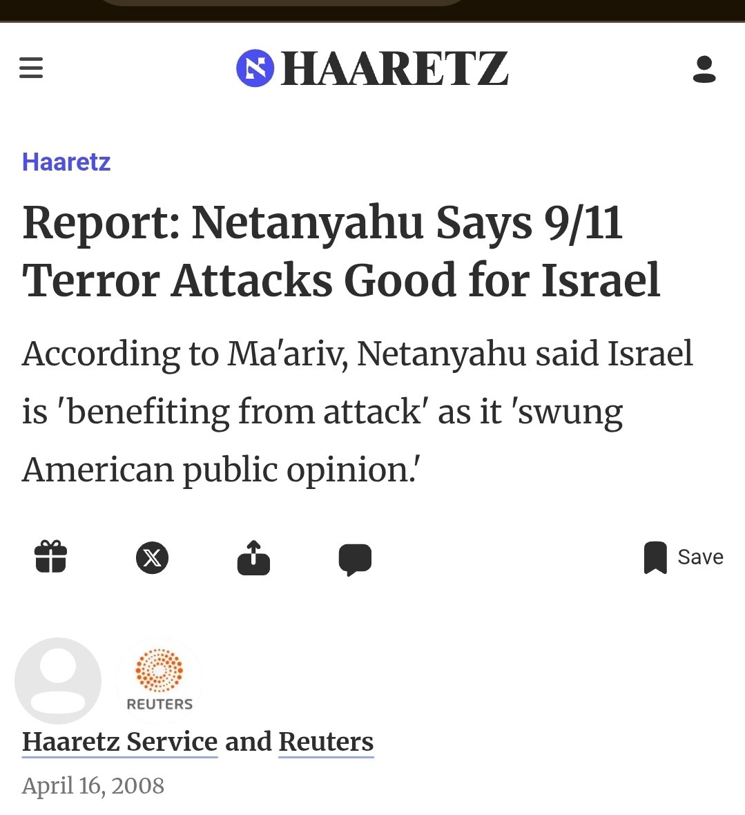 FreeSpokenMedia's tweet photo. @AdinHaykin1 Nobody was celebrating the 9/11 attacks like Jews were, including the Prime Minister of Israel. https://t.co/oScgOkNbsZ