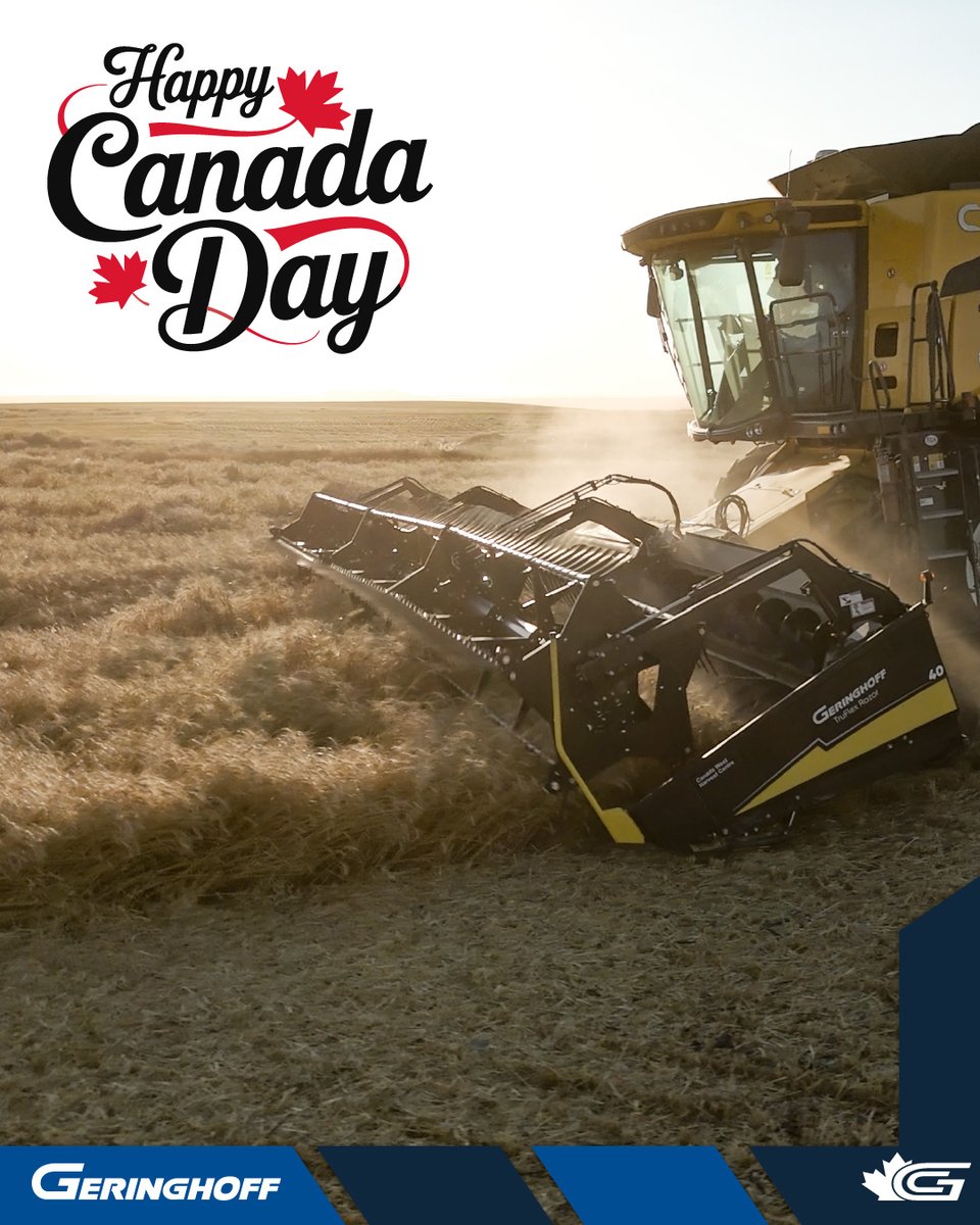 Geringhoff's tweet photo. Happy Canada Day! 🇨🇦 

From the canola crops of Alberta to the wheat rows of Saskatchewan and the sunflower fields of Manitoba, today we celebrate the people that help keep Canada growing.

Wishing everyone a safe and fun Canada Day 🍁

#CanadaDay #CanadianFarming https://t.co/kFUV1qtgRy