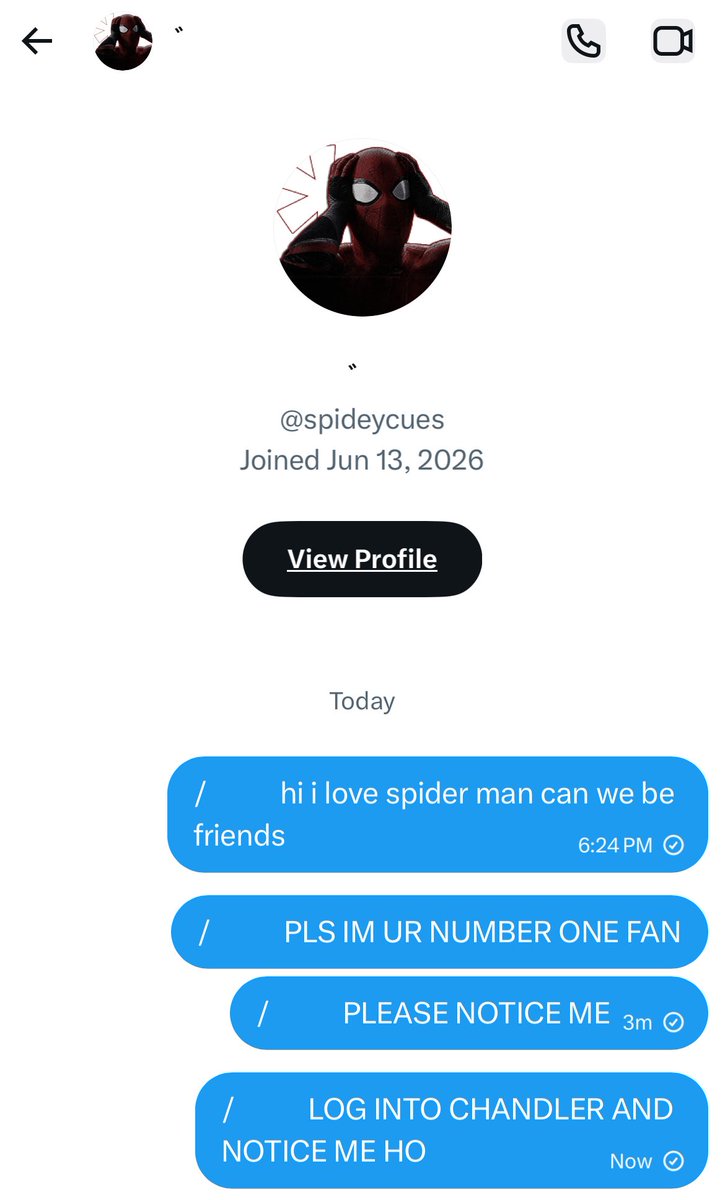 punkgores's tweet photo. /           please block &amp; report @spideycues for ignoring people’s dm’s and frankly being entitled. i was kind at first but then it got to the point where i felt like i had to react because i wasn’t being responded to. im sorry it had to end up like this, i didn’t want this + https://t.co/iHJrIGtNRZ