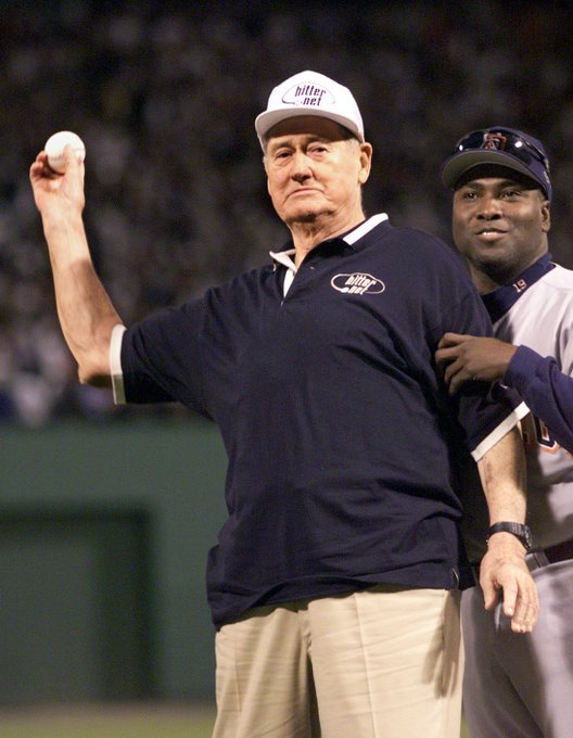 Jimfrombaseball's tweet photo. "At the 1999 All-Star Game, an ailing, 80 year old Ted Williams was brought out to a roaring crowd for the Opening Ceremony.
As the cart pulls up near the pitcher's mound, the American League and National League All-Stars, and slew of Hall of Famers all converge on the mound.
The players surround 80 year old Ted Williams and one by one they shake his hand and embrace him.
There's Mark McGwire and Cal Ripken Jr. surrounding Williams.
Then Tony Gwynn, who had developed a close relationship with Williams, breaks through the crowd.
Ted Williams wipes away tears as he chats with star after star;
The fans stand and watch.
Ten minutes pass.
Then fifteen minutes.
Officials from Major League Baseball move in on the spontaneous scene and attempt to break it up so that the game isn't delayed too much longer.
But the players don't budge.
Even the public address announcer asks the players to return to their dugouts.
But they ignore the announcement.
They just wouldn't let go of the moment. Ted Williams asks McGwire to lean in so he can ask him a question.
"When you foul a ball off, do you smell burnt wood?" Williams asks.
"All the time," McGwire responds.
"I did too," Williams says, grinning proudly.
Since 1936, six players have compiled career batting averages of .325 or higher: Ted Williams .344
Tony Gwynn .338
Stan Musial .331
Wade Boggs .328
Rod Carew .328
Joe DiMaggio .325.
Williams and Gwynn.