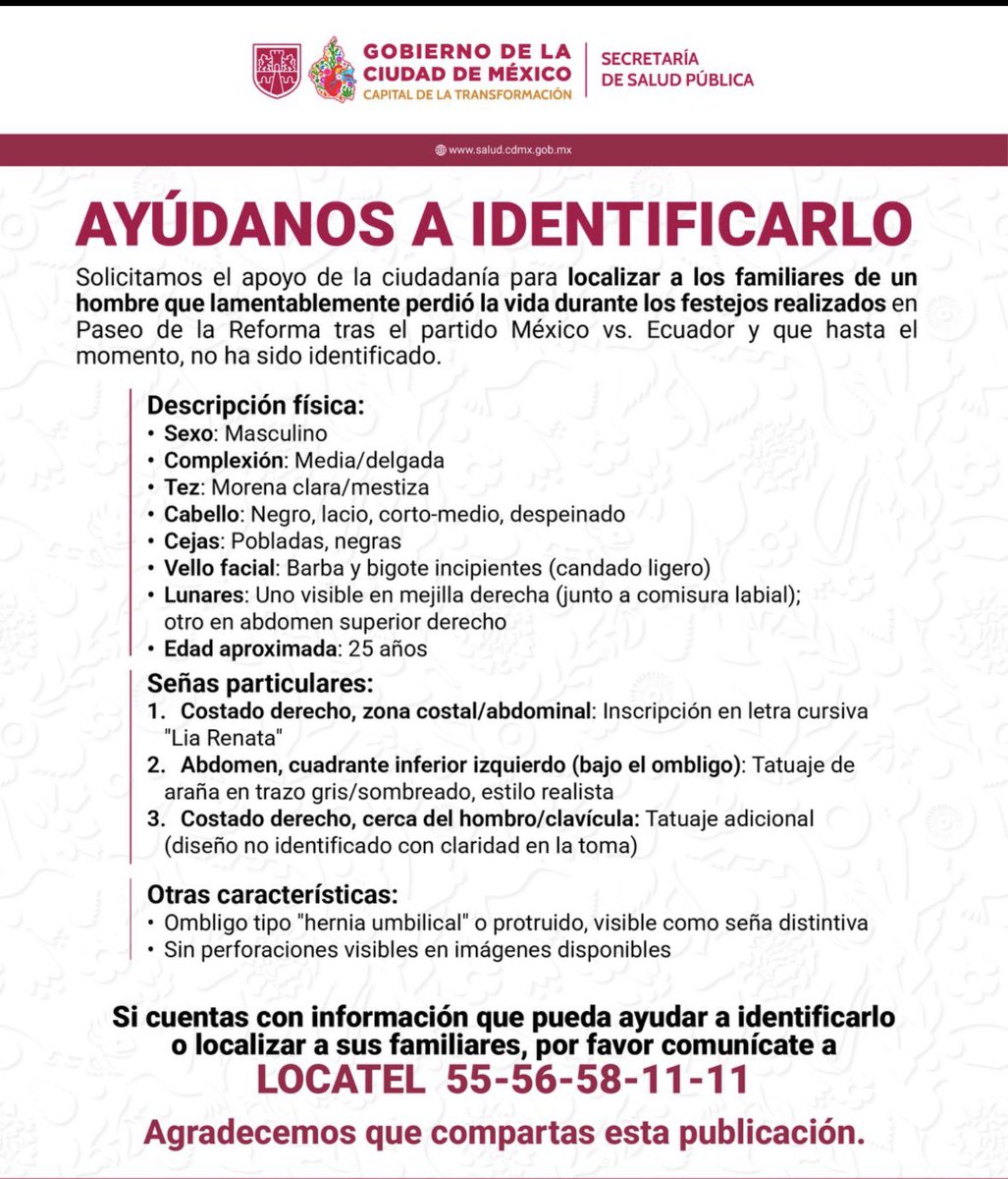 karlaiberia's tweet photo. Gobierno CDMX pide apoyo pa identificar a aficionado muerto ayer: https://t.co/89PMpIN2u3