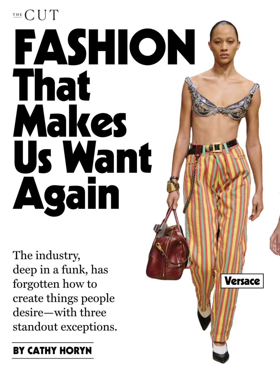 LegendaryLade's tweet photo. In an essay for The Cut Mag, critic Cathy Horyn talks about Versace and two other brands (Chanel and Phoebe Philo) that have cultivated desire!🔥

Dario Vitale’s one-and-done Versace SS26 collection continues to be lauded the industry! #Legendary https://t.co/JPIBPCAZdW