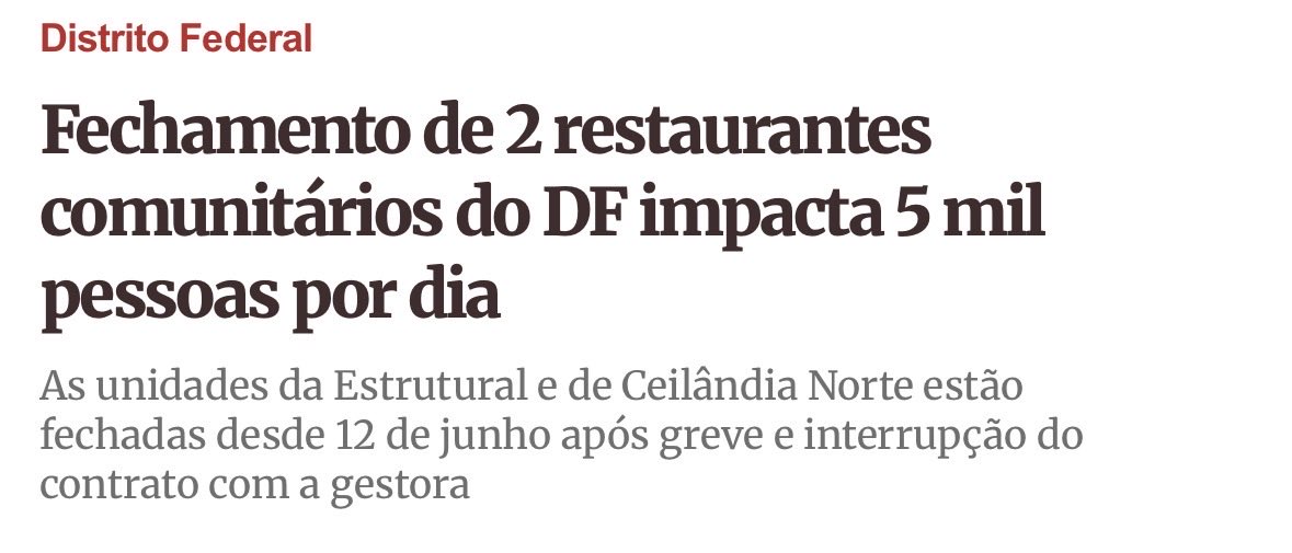 leandrograss's tweet photo. Quase 6 mil refeições diárias estão deixando de ser oferecidas com a paralisação dos restaurantes comunitários de Ceilândia e da Estrutural. Muita gente não está se alimentando e foi para a rua pedir comida. Este GDF tem um pacto com a fome. https://t.co/z8EFdwg2fh