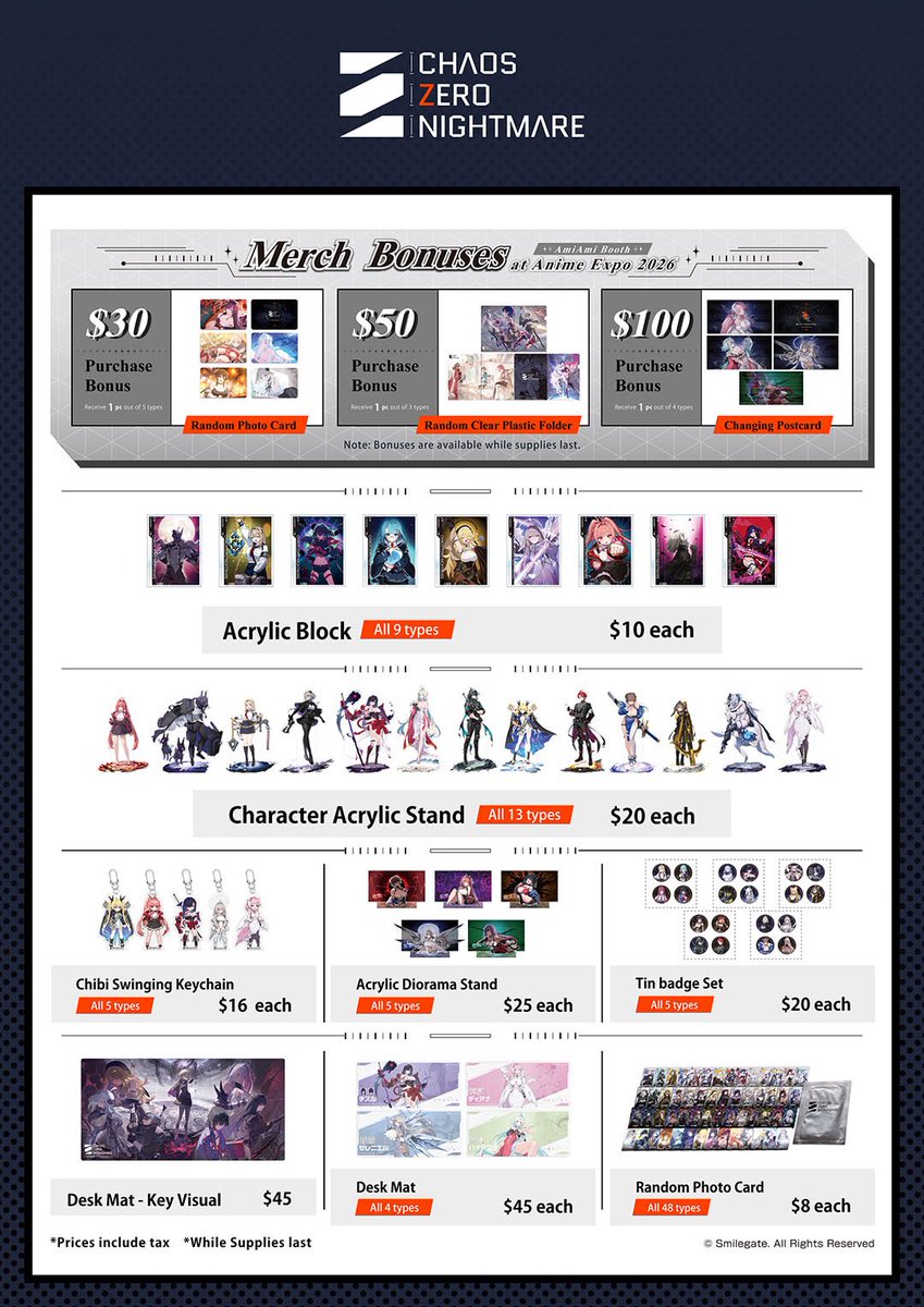 AmiAmi_English's tweet photo. #CompileHeart
#IdeaFactory
#ChaosZeroNightmare
#CZN
#BlueArchive
#amiamiAX2026 #AX2026 #AnimeExpo https://t.co/IKfENvuMpr