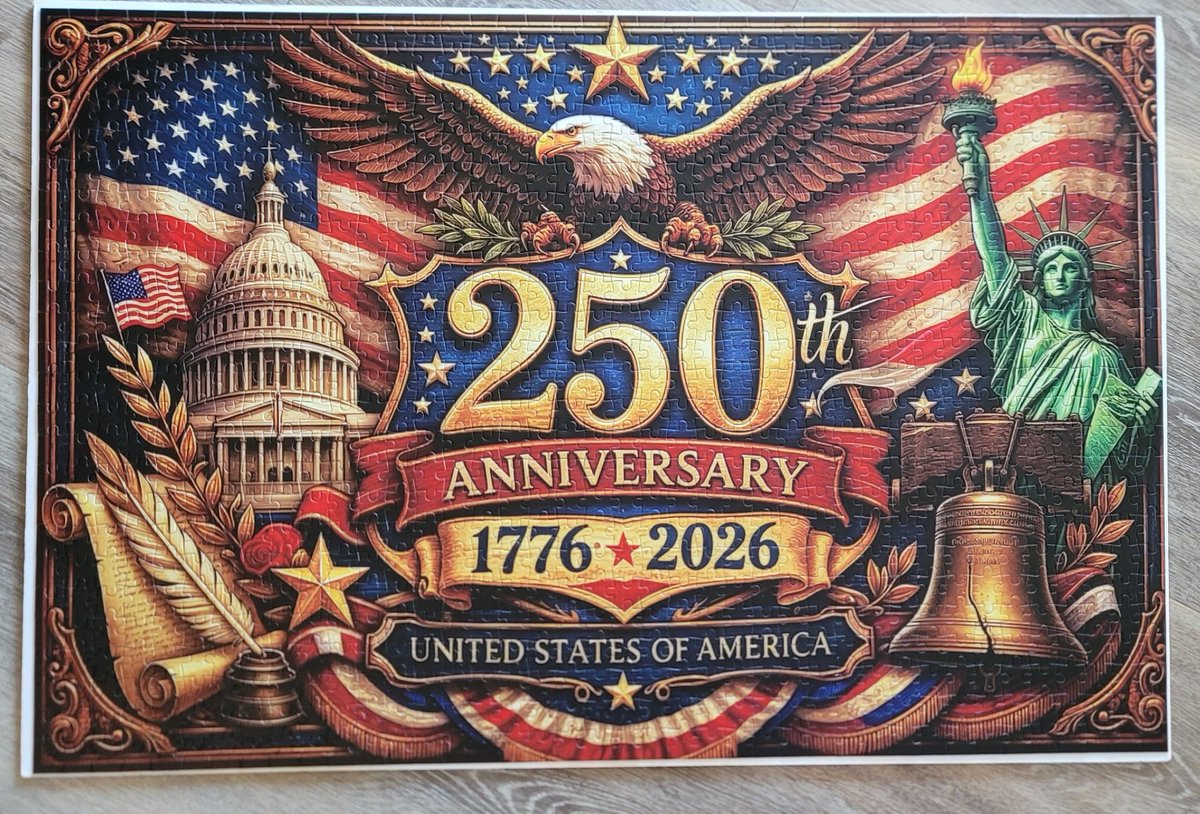 TB222's tweet photo. Just in time. 🇺🇲  Wood and a bit darker than the photo.  A challenge for sure 🧩👍1000 pc. https://t.co/5vRi6xAMEj