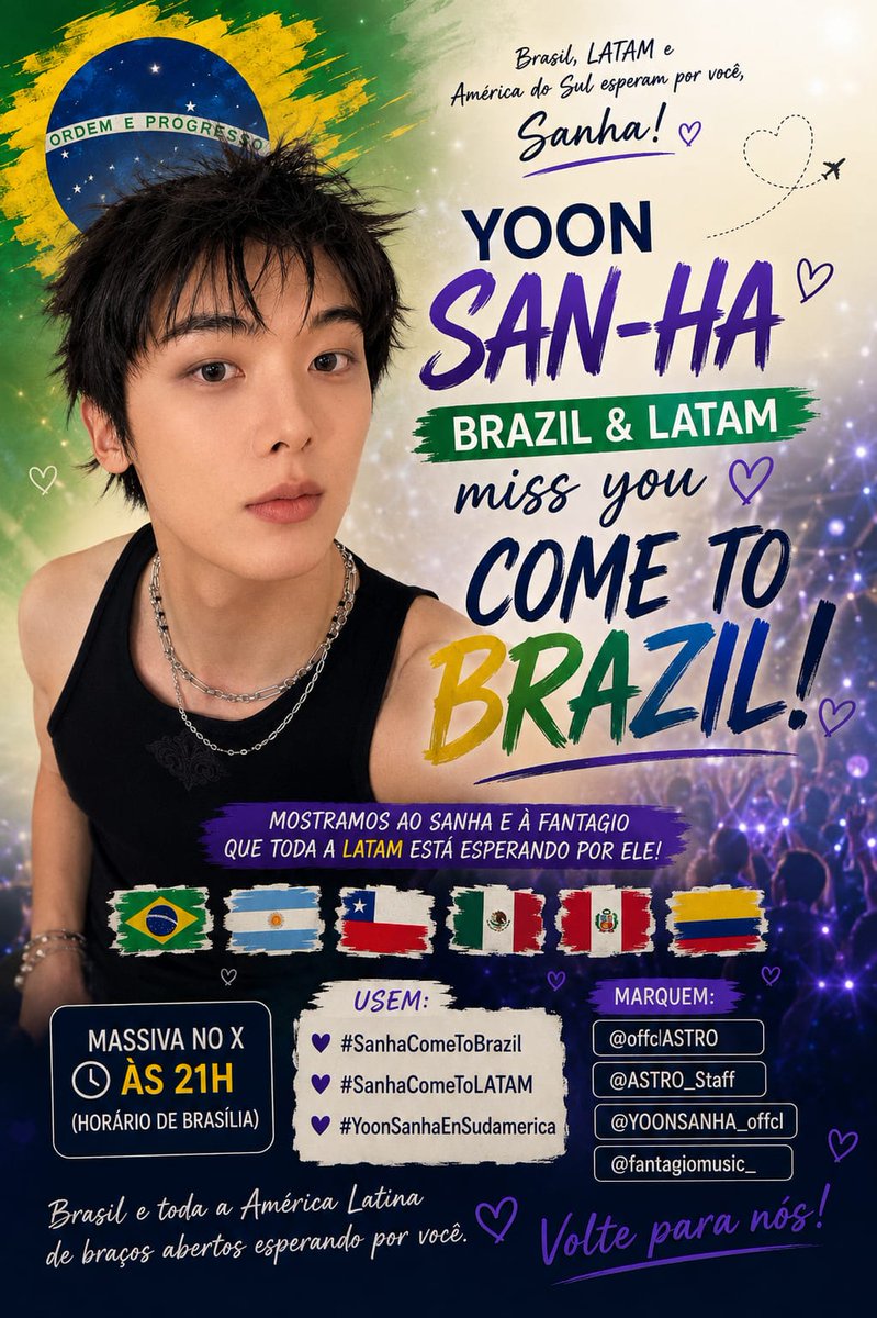 pri_aroha's tweet photo. Esperamos por você com todo coração, Yoon Sanha💜💜🇧🇷

#SanhaComeToBrazil
#SanhaComeToLATAM
#YoonSanhaEnSudamerica

@Fantagiomusic_
@offclASTRO @ASTRO_Staff @YOONSANHA_offcl https://t.co/0lRT1a2e02