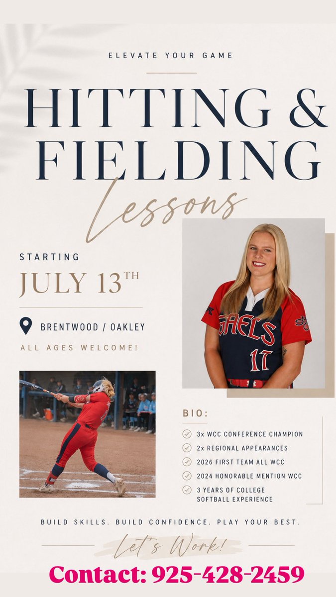 Universal16Gold's tweet photo. Coach @alex36061111 will be available for lessons starting July 13th! Contact her to book now! 🥎 https://t.co/QGUh0Unwsq
