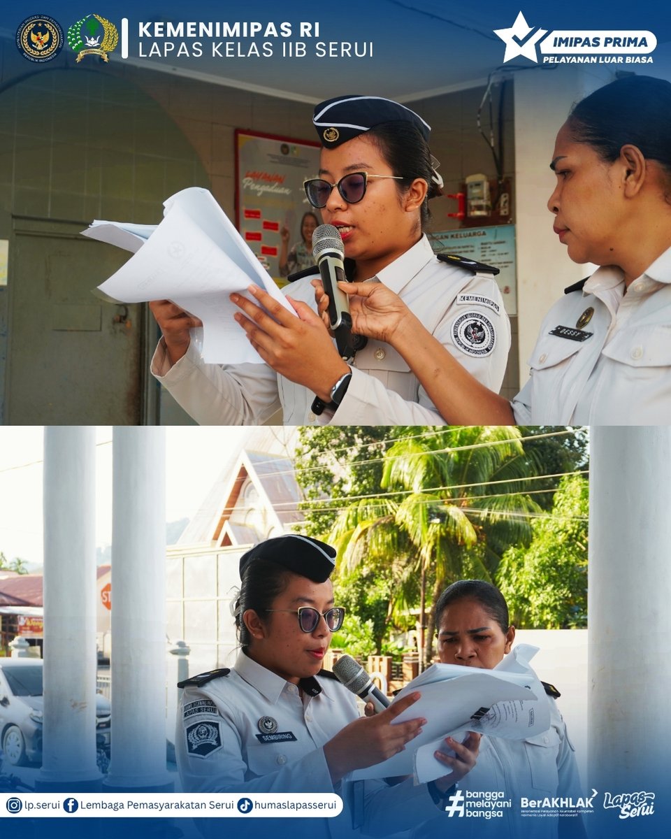 LapasSerui's tweet photo. Ka. Adm Kamtib Dwy Nugroho menyampaikan keberhasilan penyelenggaraan Wartelsuspas, selesainya laporan bulanan, serta mengajak seluruh pegawai menyukseskan bakti sosial bersih-bersih masjid dan gereja yang akan dilaksanakan Jumat.

#LapasSerui #Kemenimipas #Pemasyarakatan https://t.co/FMgnZLRdXZ