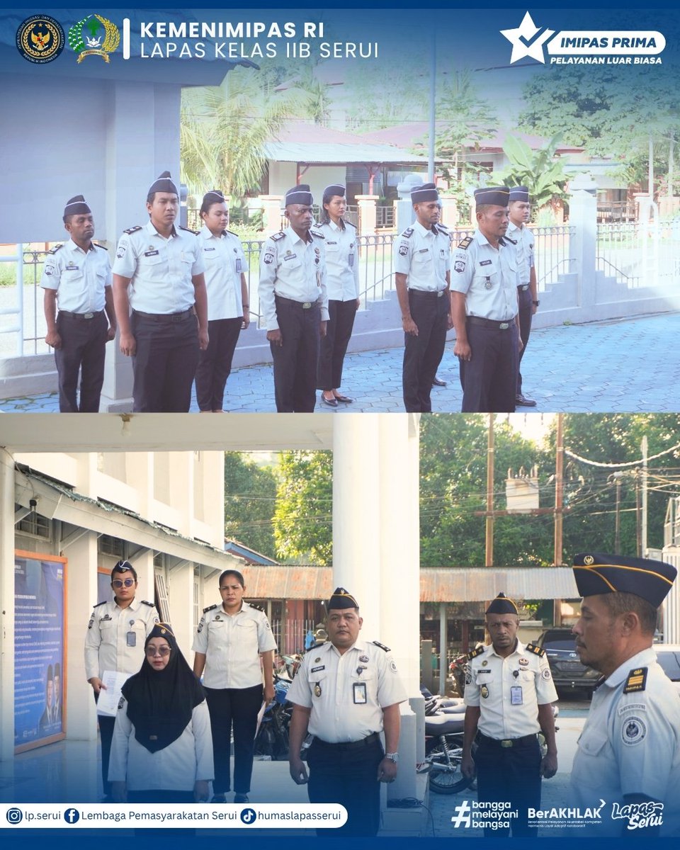 LapasSerui's tweet photo. Ka. Adm Kamtib Dwy Nugroho menyampaikan keberhasilan penyelenggaraan Wartelsuspas, selesainya laporan bulanan, serta mengajak seluruh pegawai menyukseskan bakti sosial bersih-bersih masjid dan gereja yang akan dilaksanakan Jumat.

#LapasSerui #Kemenimipas #Pemasyarakatan https://t.co/FMgnZLRdXZ