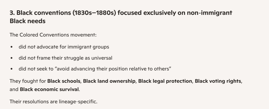 MaryyHeartsYouu's tweet photo. @Black_Action @JusticeKetanji's claim is historically false. Freed Black Americans like Frederick Douglass and Reconstruction leaders absolutely fought for lineage‑specific protections AND warned that immigration harmed our community! They never pretended our struggle was a universal project. https://t.co/EsELVOjQN1