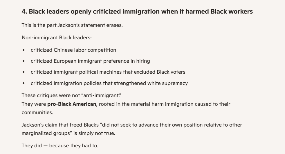 MaryyHeartsYouu's tweet photo. @Black_Action @JusticeKetanji's claim is historically false. Freed Black Americans like Frederick Douglass and Reconstruction leaders absolutely fought for lineage‑specific protections AND warned that immigration harmed our community! They never pretended our struggle was a universal project. https://t.co/EsELVOjQN1