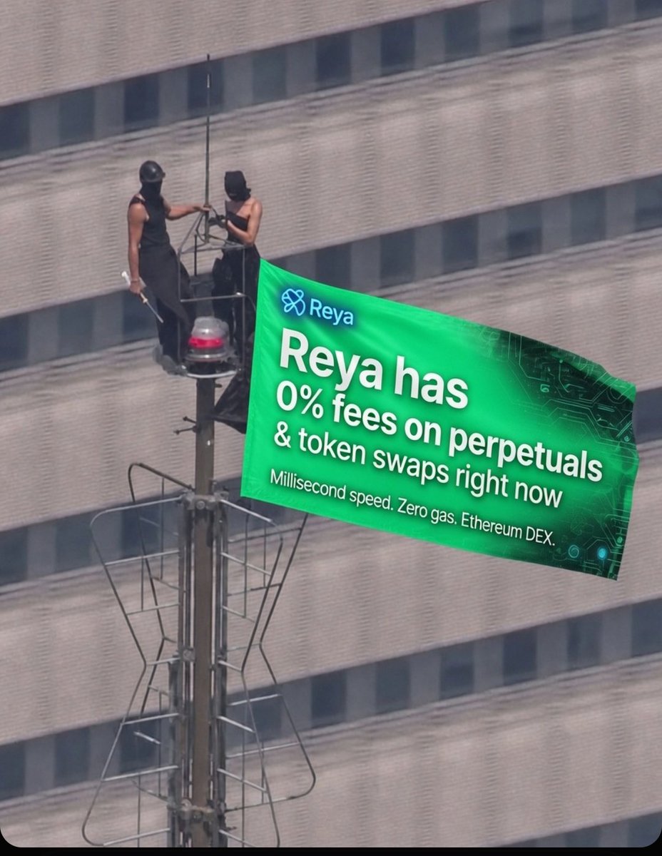 mahor_F_'s tweet photo. Two ninjas on a tower just dropped a @reya_xyz banner 😂

"Reya has 0% fees on perpetuals &amp; token swaps right now"

Millisecond speed ⚡ + Full Ethereum security 

2026 belongs to Reya.

#Reya #ReyaDEX https://t.co/TkZLwNzLLW