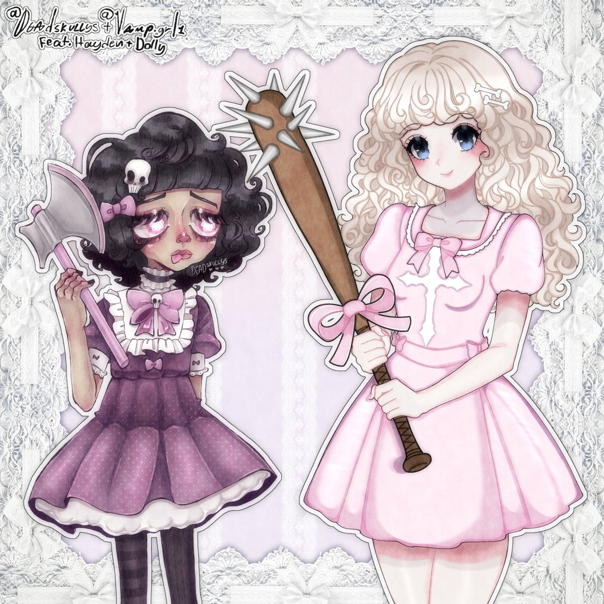 Deadskullys_'s tweet photo. Me and a friends collab :D #myart #theirart #artcollab #cute #doll #anime #artmoots #menhera #gothic https://t.co/Nqp7IIVNp4