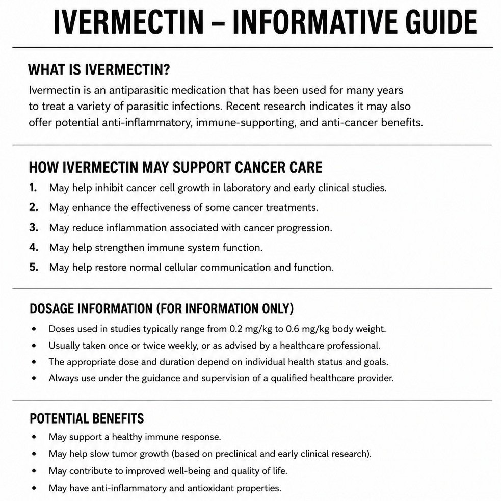 JoetippensX's tweet photo. Clear and minimal information about ivermectin, fenbendazole, and supportive care research.
Stay aware, stay informed, and prioritize professional healthcare guidance.
#IvermectinAwareness #FenbendazoleResearch #HealthTips #CancerSupport #MedicalEducation #WellnessSupport https://t.co/E2rvGqoc9W