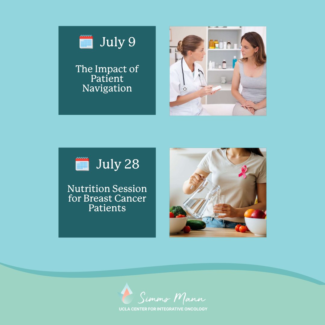 SimmsMannUCLA's tweet photo. Join Simms/Mann this July for educational &amp; supportive cancer care community sessions 💙

📅 Topics include:
• GI Cancer Resources
• Advance Care Planning
• Patient Navigation
• Breast Cancer Nutrition

Support, education &amp; connection: https://t.co/0GNo7Er9JU https://t.co/cTF5WejA8D
