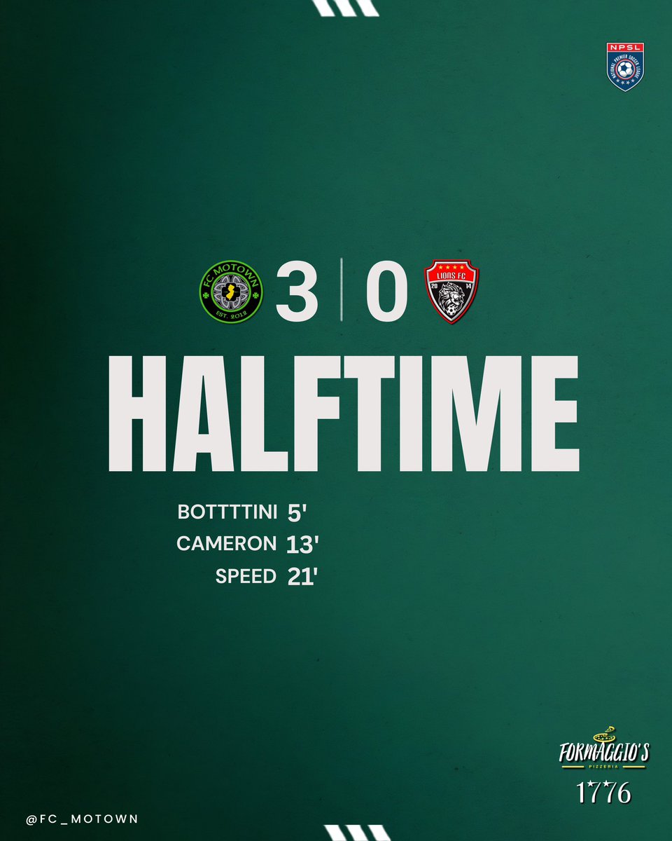 fc_motown's tweet photo. HALFTIME | FC Motown In Control At The Break! 🟢⚽️

#fcmotown #npsl https://t.co/HeXY317iPi