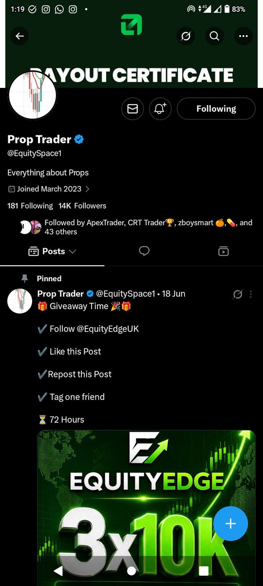 NkemFx's tweet photo. @Fateemafx @EquityEdgeUK @EquitySpace1 @ApexTrader02 All task completed ✅✅ with media evidence shown below 👇👇 

@Success_Fx7 

Anticipate https://t.co/m95hDY11hJ