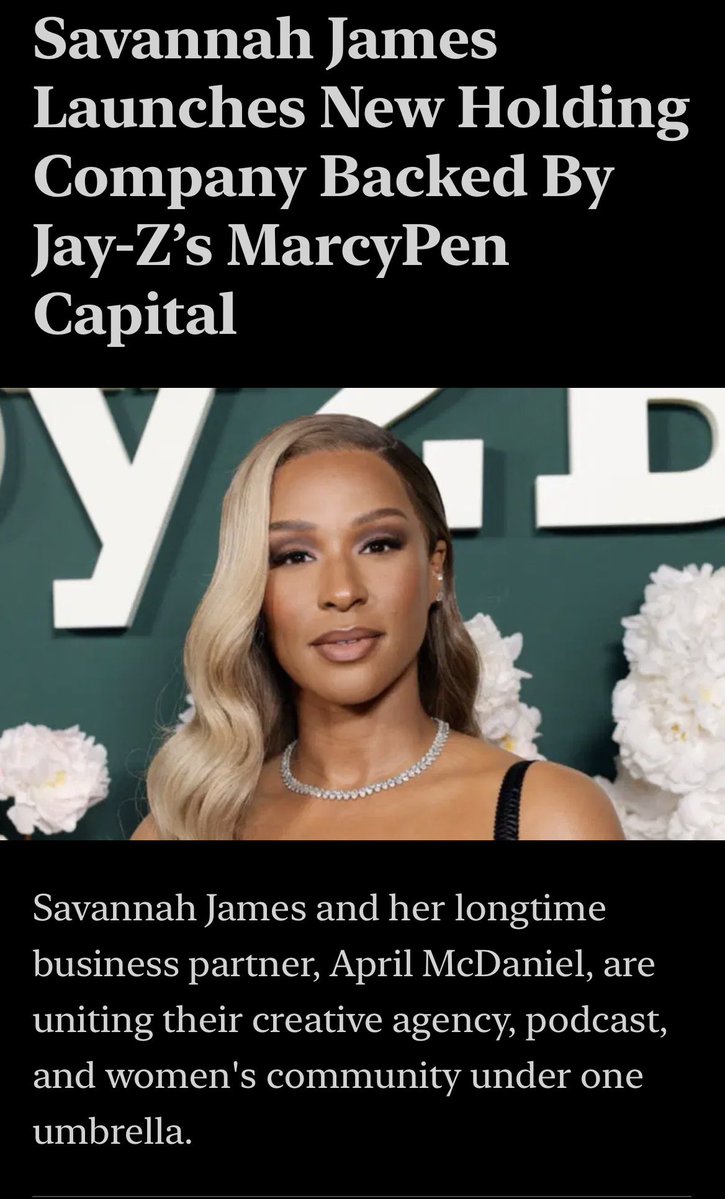TheRocSupremacy's tweet photo. Keeping it in the family! 💎❤️
Savannah James & April McDonald launches their own Black-owned Holding company backed by Marcy Pen Capital, JAY-Z’s investment firm. The holding company will have Savannah’s creative agency, podcast, & women community under 1 umbrella. Savannah & April received multiple lucrative offers for distribution but decided to bet on themselves. 🔥