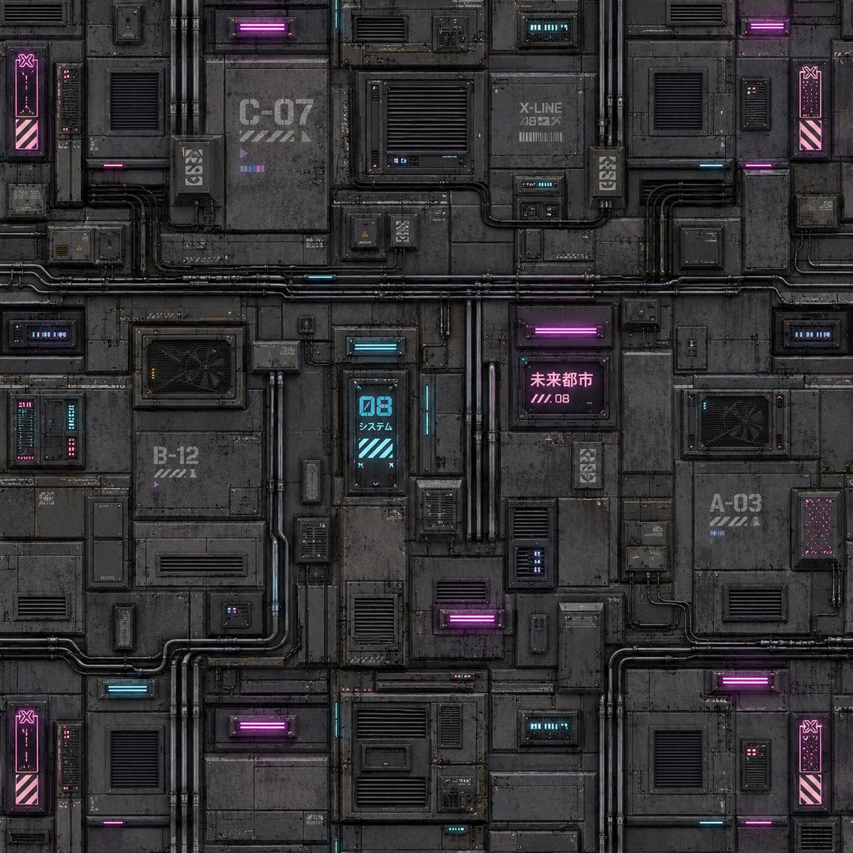 Cyberpunk Building Wall Texture