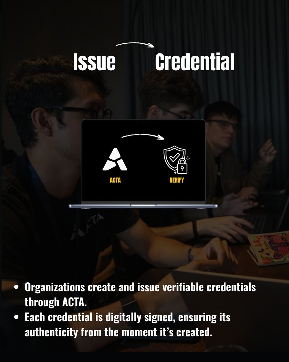 ActaXyz's tweet photo. Digital credentials should be easy to issue, own, share, and verify.

With ACTA, organizations can issue verifiable credentials, users keep full control of them, and anyone can verify their authenticity in seconds through on-chain proof built on Stellar.

This is the future of digital trust.
This is ACTA.
#ACTA #Stellar #Blockchain #DigitalIdentity #VerifiableCredentials #Web3 #DigitalTrust