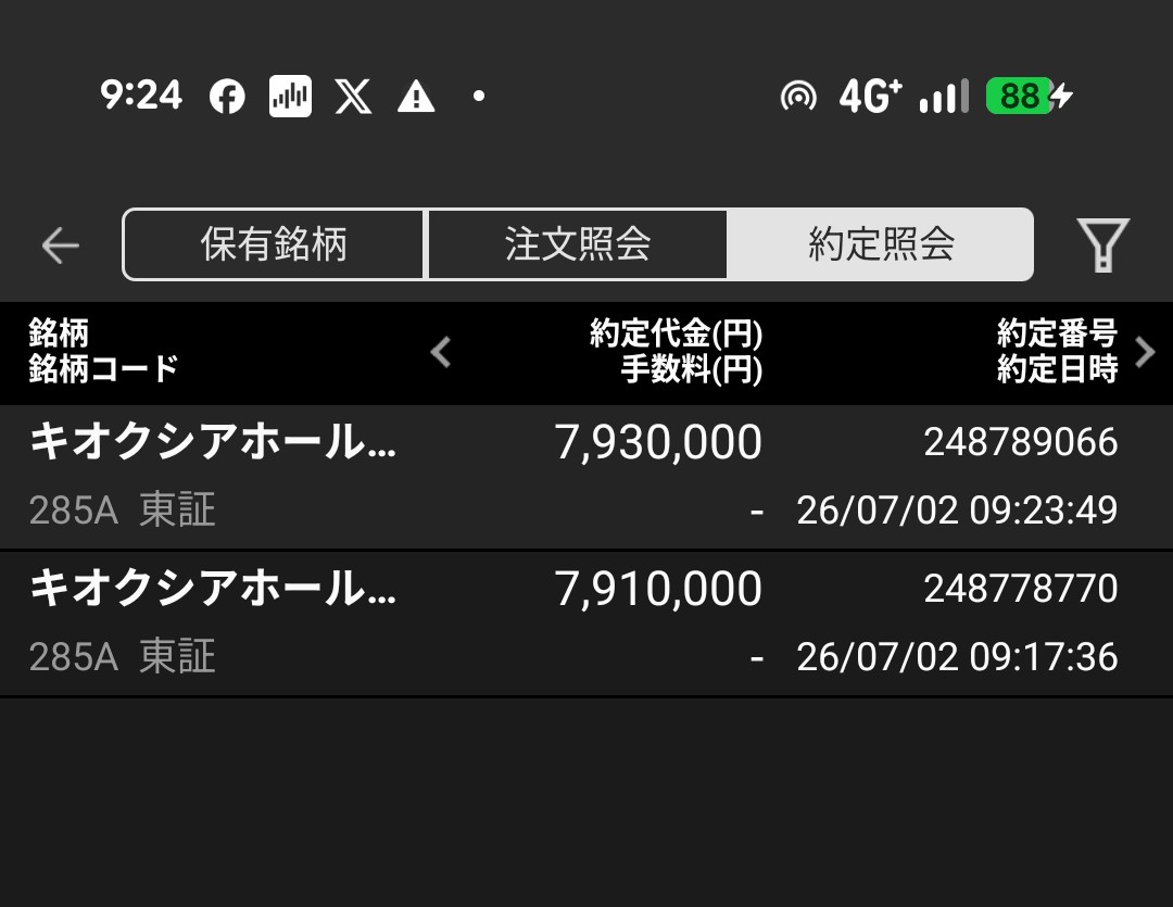 NATEDARTMOUTH's tweet photo. 今日もキオクシアでチキン利確🍗
マイナス15万円まで急降下爆撃を受けてマジ焦ったけど…
逃げれたので助かった(¯―¯٥)💦
今日はこれで終わりにします💦 https://t.co/Pjg0Qlu2CP