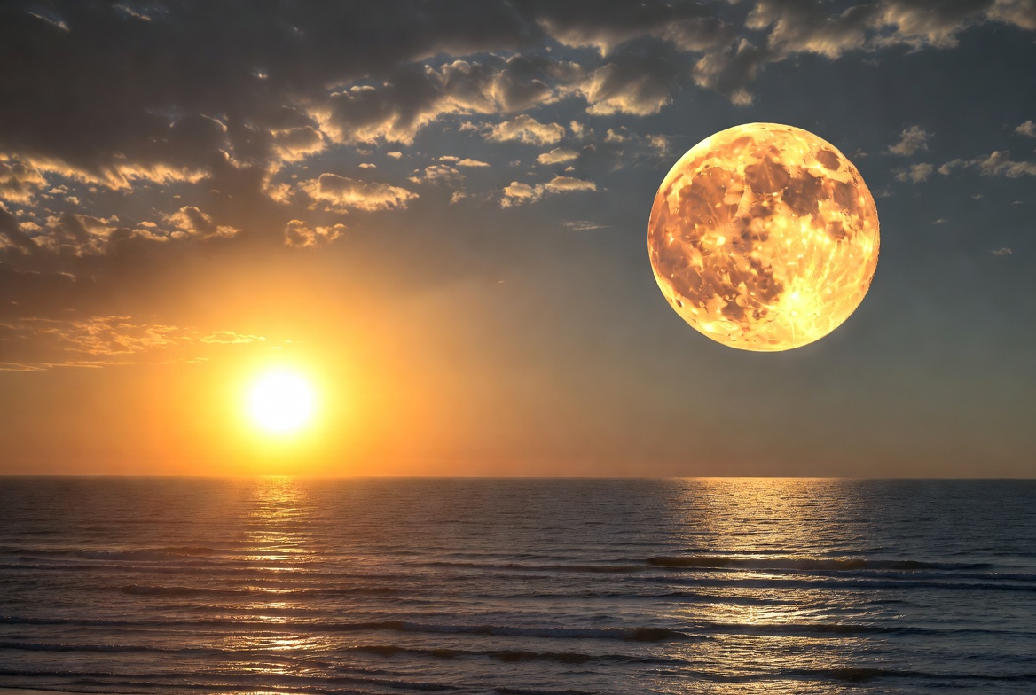 LunaGitana0333's tweet photo. El Amor entre la Luna y el Sol:
 Cada día se despiden en silencio.

Él se oculta en el horizonte y ella despierta en el cielo, rozándose apenas en ese instante dorado y plateado.  No se encuentran.
Se extrañan eternamente.  

El Sol la ilumina con su luz más suave para que brille en la oscuridad.
 La Luna refleja su amor con ternura, calmando el fuego del día y convirtiéndolo en una luz serena y misteriosa.   
 Son opuestos y complementos.

Uno ardiente y dorado, la otra fresca y plateada.
 Juntos crean el equilibrio del mundo: el día y la noche, el fuego y la calma, la pasión y la paz.  

Aunque nunca se toquen del todo, su amor es constante.
 Un baile eterno en el cielo, donde cada atardecer es un beso y cada amanecer es una promesa de volver a verse.