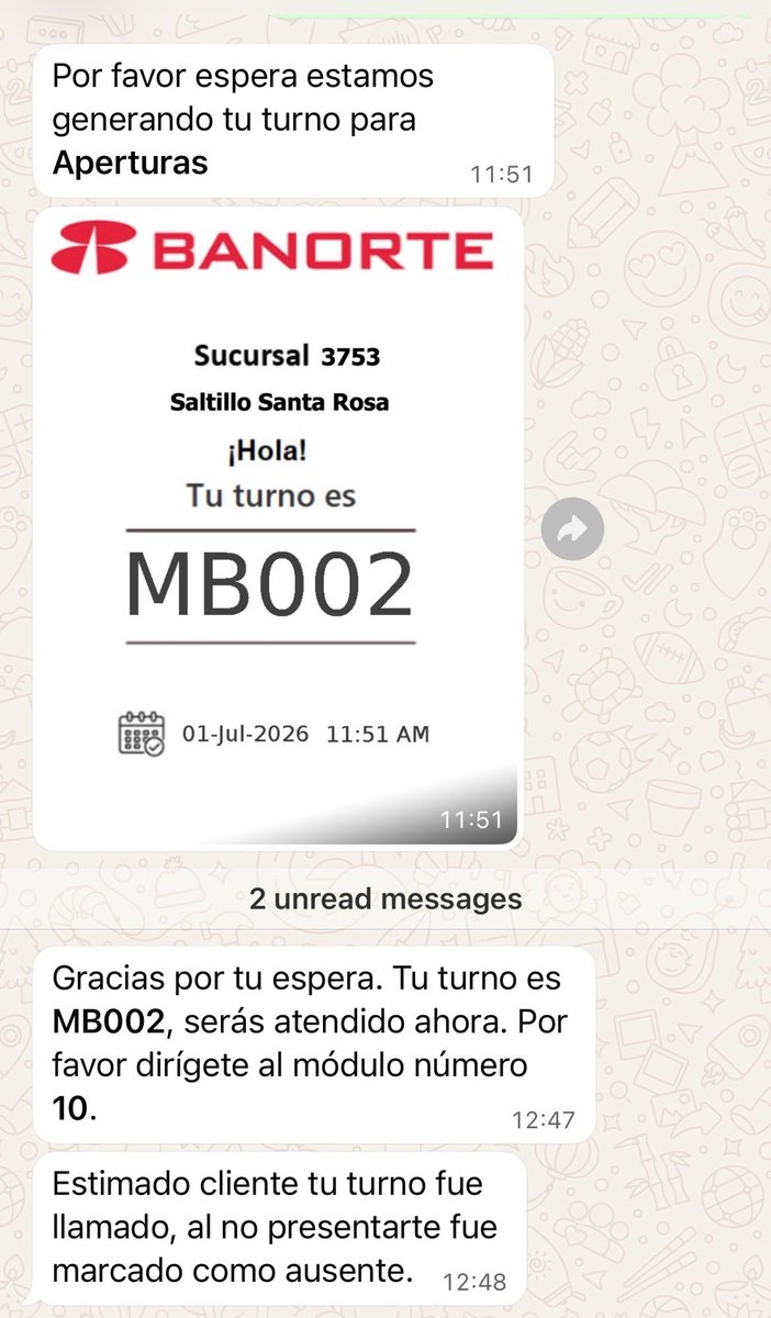 uribefa's tweet photo. Resulta que para @Banorte_mx @BanorteEscucha soy un desconsiderado porque llamaron a mi turno 1 hora después de que lo solicité y ya no estaba ahí.
Ah perdón! No sabía que era obligatorio perder ridículamente mi tiempo para ser atendido. Parecen sucursal del Banco del Bienestar. https://t.co/TEO2sgAhSU