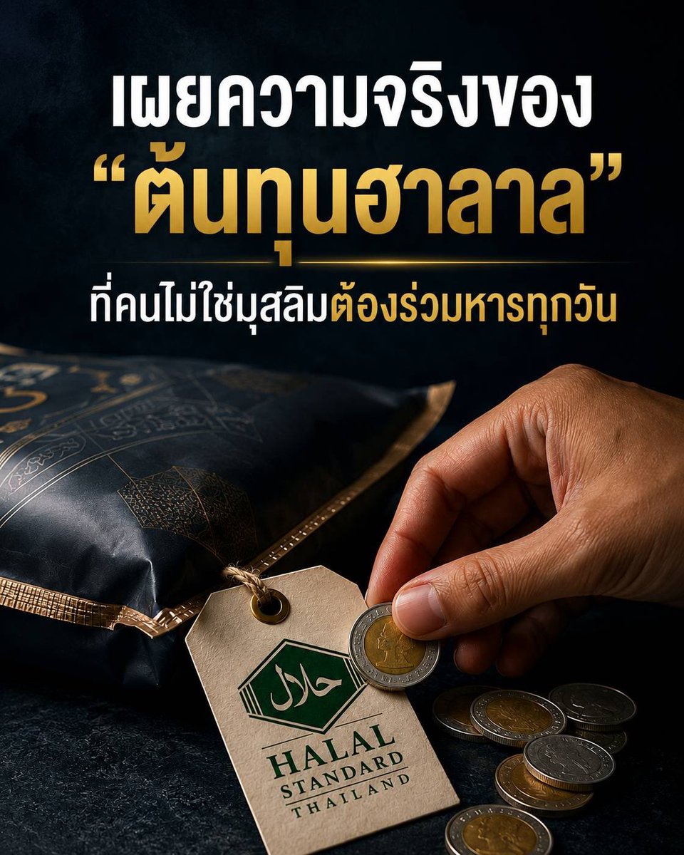SleeplessBKKNew's tweet photo. เวลาคุณไปเดินซื้อของในเซเว่น หรือเข้าซุปเปอร์มาร์เก็ต สังเกตมั๊ยครับว่าเดี๋ยวนี้ของกินของใช้แทบทุกอย่าง ตั้งแต่ขนมถุงเล็กๆ น้ำขวด ยันน้ำปลา เครื่องปรุงรส มักจะมี "ตราฮาลาล" แปะอยู่เต็มไปหมด 

รู้หรือเปล่าครับว่าตอนนี้ในบ้านเรามีสินค้าที่ได้เครื่องหมายฮาลาลปาเข้าไปกว่า 200,000 รายการแล้ว!

แต่คุณเคยฉุกคิดกันหรือเปล่าว่า แล้วคนพุทธ คริสต์ หรือ atheist ที่ไม่ได้มีอะไรเกี่ยวข้องกับเครื่องหมายนี้ ทำไมต้องถูกมัดมือชกให้ต้องร่วมแบกรับ "ค่าธรรมเนียม" ที่บวกเพิ่มไปในราคาสินค้าด้วย?

ตราฮาลาลเหล่านี้ไม่ใช่ได้มาฟรีๆ นะครับ การที่โรงงานนึงจะได้ตราฮาลาลมาแปะบนซองสินค้า เขาต้องจ่ายเงินค่าธรรมเนียมให้ทางหน่วยงานของอิสลาม ทั้งค่าลงพื้นที่ตรวจโรงงาน ค่าจ้างที่ปรึกษาฮาลาล หรือค่าต่ออายุรายปี 

ซึ่งสิ่งที่คุณควรรู้ก็คือ เงินค่าธรรมเนียมฮาลาลก้อนนี้ไม่ได้เข้ากระเป๋ารัฐบาลเพื่อเอาไปพัฒนาประเทศ พัฒนาโรงเรียน หรือทำถนนหนทางแบบเงินเสียภาษีทั่วไปแม้แต่บาทเดียว 

แต่เป็นรายได้ที่ตกไปอยู่กับองค์กรศาสนาอิสลามโดยตรง

โดยเงินค่าธรรมเนียมเหล่านี้จะถูกนำไปใช้ในกิจการต่างๆ ภายในองค์กร และเงินที่เหลือยังนำไปใช้สนับสนุนกิจกรรมทางศาสนา การกุศล หรือสร้างประโยชน์ต่างๆ ให้กับชุมชนชาวมุสลิม 

ซึ่งหากมองตามความเป็นจริงแล้ว เงินส่วนนี้ไม่ได้มีส่วนมาช่วยขับเคลื่อนหรือสร้างประโยชน์อะไรให้กับคนที่ไม่ใช่มุสลิมเลยแม้แต่น้อย แต่เมื่อมีต้นทุนโรงงานแพงขึ้น พ่อค้าเขาก็ต้องเอาไปบวกเพิ่มในราคาสินค้าที่ทุกคนต้องจ่าย 

เมื่อสินค้ามาวางขาย มันไม่ได้แยกป้ายราคาว่า "คนมุสลิมซื้อราคานี้นะ" หรือ "คนศาสนาอื่นซื้ออีกราคานึง" ทุกคนจ่ายราคาเดียวกันหมด ทันทีที่คุณหยิบของไปจ่ายตังค์ คุณก็เท่ากับได้ช่วยจ่ายค่าธรรมเนียมฮาลาลที่ไม่ได้สร้างประโยชน์กลับคืนมาสู่ตัวคุณหรือศาสนาที่คุณนับถือเลยสักนิด

ลองมาคิดเลขกันเล่นๆ ว่าเราเสียเงินฟรีๆ ไปกับเรื่องความเชื่อของคนอื่นที่ไม่ได้เกี่ยวอะไรกับเราเท่าไหร่?

สมมติว่าค่าใช้จ่ายในการทำระบบฮาลาลทั้งหมด ทำให้ต้นทุนสินค้าขยับขึ้นเฉลี่ยสัก 1% (รวมทั้งค่าธรรมเนียมและการปรับเปลี่ยนสายการผลิต)

ถ้าคนพุทธ คริสต์ atheist ซื้อข้าวกิน ซื้อขนม ซื้อของใช้ตกวันละ 300 บาท แปลว่าเราอาจจะกำลังจ่าย "ค่าฮาลาลแฝง" ไปวันละ 3 บาท

ฟังดูเหมือนเศษเงินนะครับ แต่ถ้าคูณ 365 วันเข้าไป มันตกปีละประมาณ 1,095 บาทเลยทีเดียว

เงินหลักพันนี้สำหรับบางคนคือค่าข้าวได้เป็นอาทิตย์เลยนะครับ 

และถ้าประชากรที่ไม่ใช่มุสลิมในไทยไม่ยอมแบกรับต้นทุนแฝงก้อนนี้ ภาระทั้งหมดจะตกไปอยู่ที่ผู้บริโภคชาวมุสลิมที่มีอยู่ 5-12 % โดยตรง ซึ่งเมื่อหารตามสัดส่วนประชากรแล้ว พวกเขาอาจจะต้องจ่ายค่าฮาลาลแพงขึ้นถึงปีละ 8,000 - 19,000 บาทต่อคนเลยทีเดียว!

คำถามคือ ทำไมคนศาสนาอื่นอย่างเรา ถึงต้องมาช่วยจ่ายเงินหลักพันต่อปีให้กับความเชื่อบ้าๆบอๆของมุสลิม ที่ไม่ได้เกี่ยวกับข้องกับความเชื่อของเรา หรือสร้างประโยชน์กลับคืนมาสู่ตัวเราเลย?

ถึงเวลาแล้วที่ รัฐบาล และ สคบ. ต้องเข้ามาจัดการเรื่องนี้อย่างจริงจังเพื่อคืนความยุติธรรมให้ผู้บริโภคที่เป็น non-muslim ไม่ต้องมาแบกรับภาระที่ไม่จำเป็น

ผมเสนอว่า

1) รัฐควรออกกฎให้ผู้ผลิตระบุไปเลยว่า ต้นทุนค่าฮาลาลคิดเป็นสัดส่วนเท่าไหร่ของราคาสินค้า ผู้บริโภคจะได้รู้ตัวว่ากำลังจ่ายเงินให้ค่าอะไรบ้าง ไม่ใช่แอบเนียนบวกเข้าไปเงียบๆ

2) สคบ. ควรผลักดันให้มีสินค้าแบบเดียวกัน สูตรเดียวกัน แต่ "ไม่มีตราฮาลาล" วางขายในราคาที่ถูกกว่า (หักลบต้นทุนค่าฮาลาลออกไป) เพื่อเป็นทางเลือกให้คนพุทธ คริสต์ ฮินดู ไม่ต้องถูกบังคับให้ซื้อของแพงขึ้น 

ความเชื่อทางศาสนาของคนศาสนาหนึ่งไม่ควรกลายมาเป็น "ต้นทุนแฝง" ที่บังคับให้คนนอกศาสนาต้องมาร่วมจ่ายโดยไม่ได้ประโยชน์อะไรตอบแทนครับ

ถึงเวลาแล้วที่หน่วยงานรัฐต้องเข้ามาดูแลสิทธิของผู้บริโภคทุกคนให้แฟร์และเท่าเทียมกันเสียที 

คุณเห็นด้วยมั๊ย?
