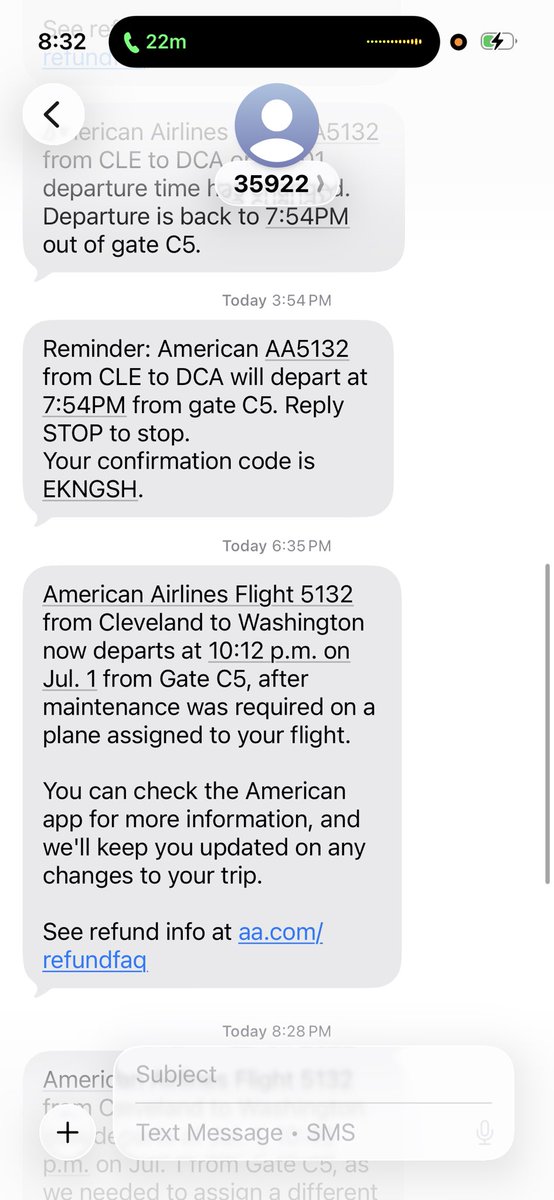 NDCaraballo's tweet photo. @AmericanAir - delayed, back to normal, reminder back to normal, delayed, delayed more. Get it together you boneheads. I want a refund. https://t.co/jVaMFnd7Nj