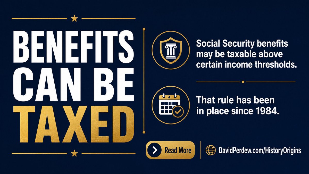 davidperdew's tweet photo. Social Security benefits may be taxable if your combined income exceeds certain thresholds. That rule has been in place since 1984. Plan accordingly. https://t.co/TQ5eyt2NQf #SocialSecurity https://t.co/IJKq31rgZ3