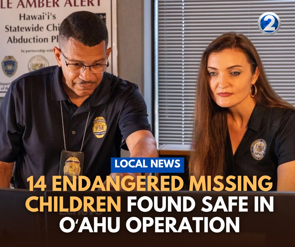 KHONnews's tweet photo. Today, a multiagency operation on Oʻahu successfully located and recovered 14 endangered missing children.

More information: https://t.co/nvRt8iwlPr https://t.co/B8CMWEH7ib