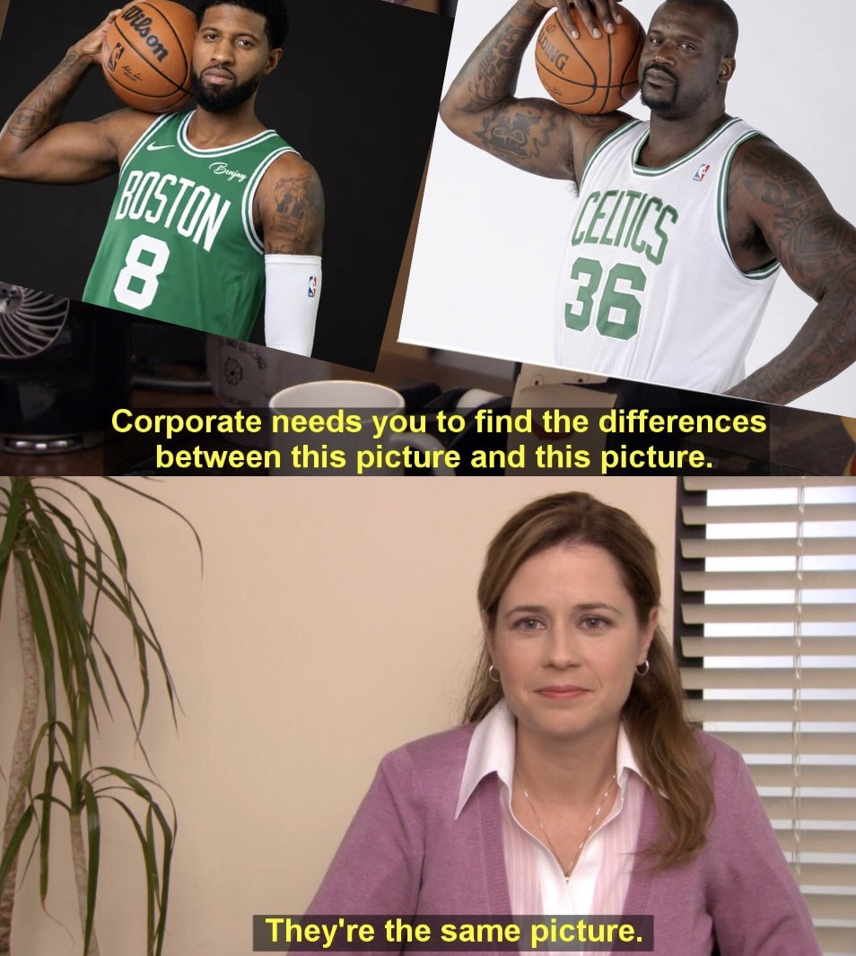 NBAMemes's tweet photo. Paul George bringing that Shaq energy to Boston in 2026 https://t.co/oSBOiFU1is