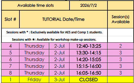 fla_writer's tweet photo. Good morning! Here is our availability for today. Please note that the Writing Center will be closed tomorrow, and all the forms and emails sent after 16:30 today will be checked manually on Monday. If you want a session on Monday, please send us a booking form ASAP. https://t.co/qF0KxwQEh8
