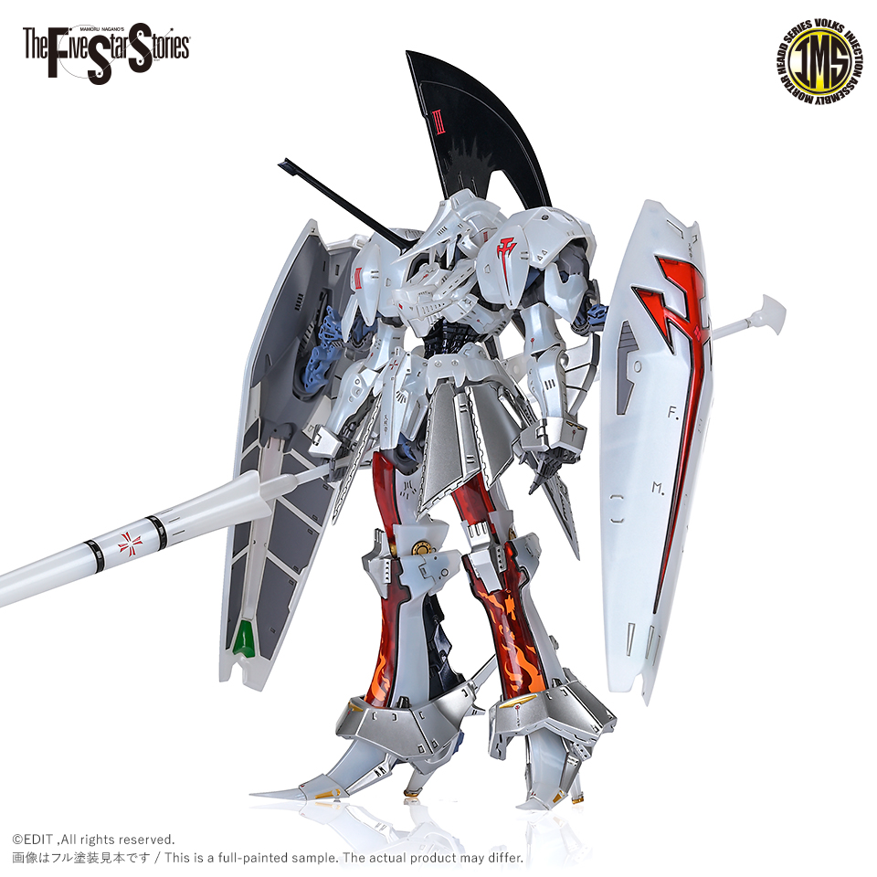 volks_hobbydept's tweet photo. 【ボークス『F.S.S.』MHプラキット新作✨】
縮尺を超えて受け継がれる「幻像」の系譜
式典仕様の「L.E.D.ミラージュV3」　待望のIMS 1/144スケールで登場！
 
頭部カウンターウェイト、
ダブルベイルといった特徴的な意匠はそのままに、
式典用ランスをはじめ、オプションパーツが豊富に付属！