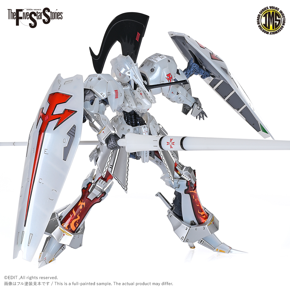 volks_hobbydept's tweet photo. 【ボークス『F.S.S.』MHプラキット新作✨】
縮尺を超えて受け継がれる「幻像」の系譜
式典仕様の「L.E.D.ミラージュV3」　待望のIMS 1/144スケールで登場！
 
頭部カウンターウェイト、
ダブルベイルといった特徴的な意匠はそのままに、
式典用ランスをはじめ、オプションパーツが豊富に付属！