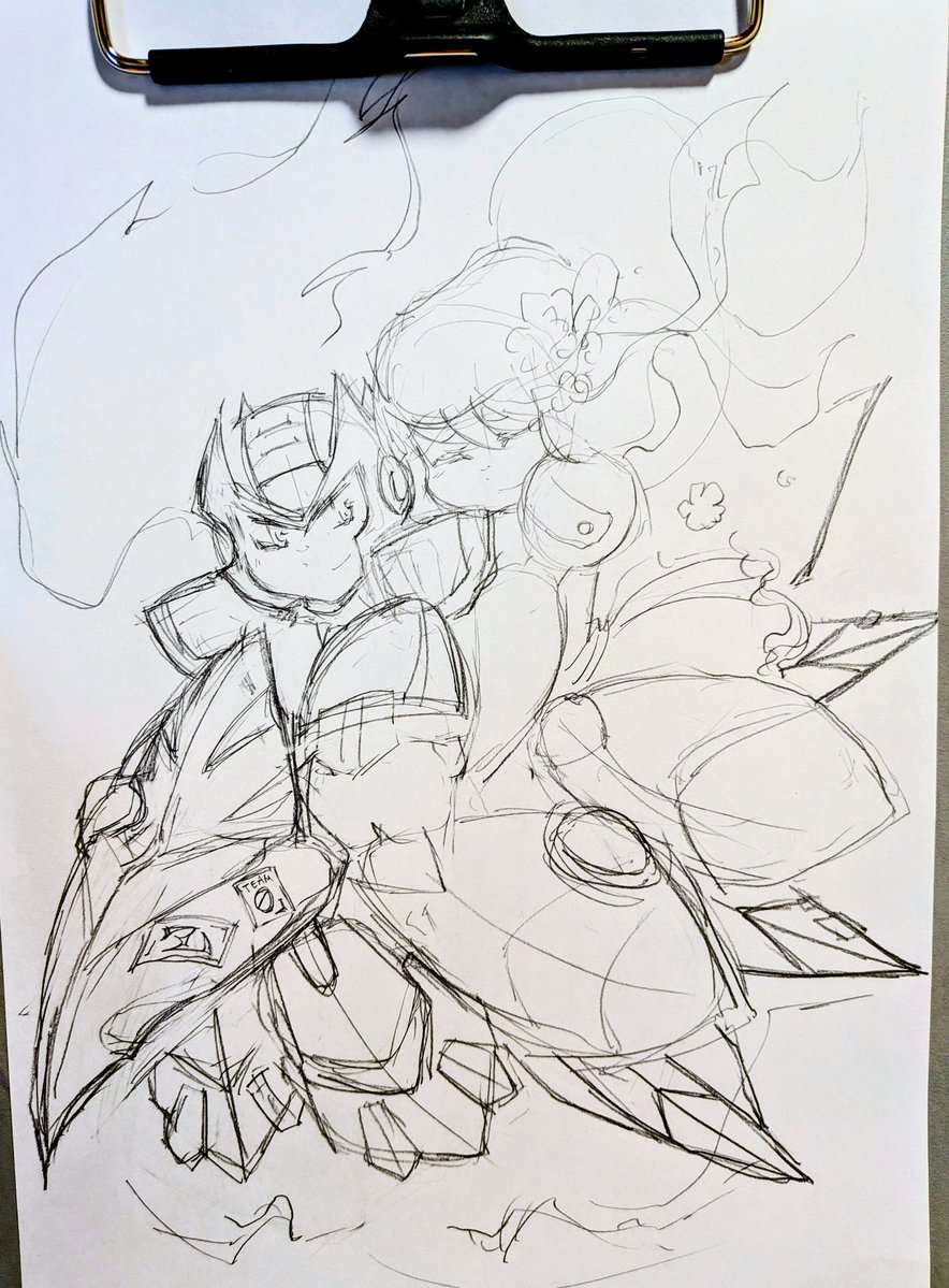 アイリスとゼロデートイラストらふ まだみかん #MegamanX #アナログ