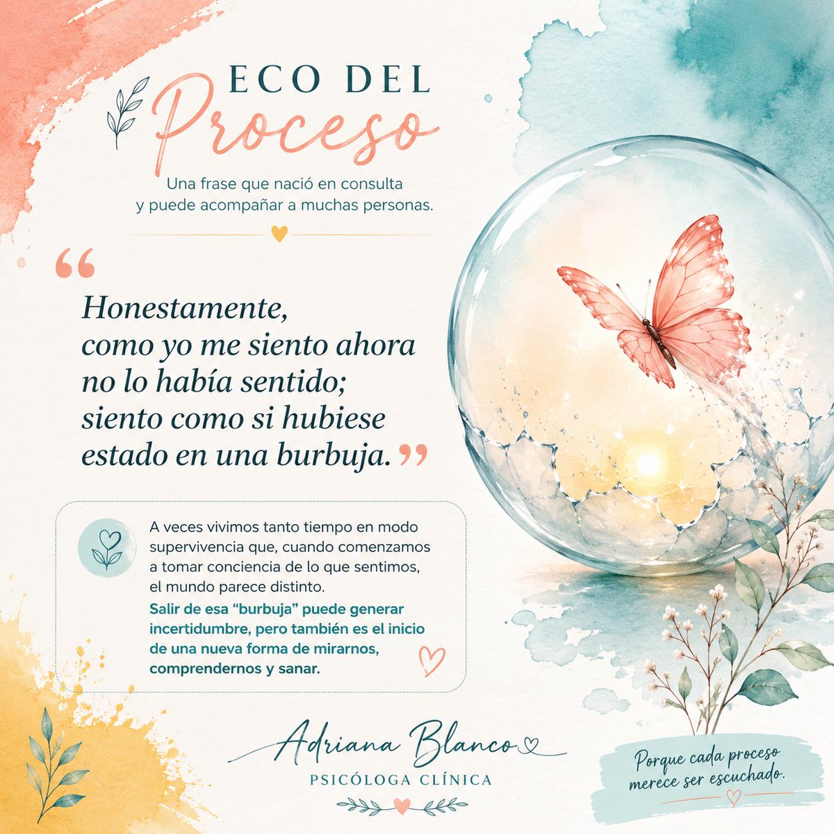 adryblancoc's tweet photo. Cada historia es única. Cada emoción merece ser escuchada. Cada proceso deja un eco que puede acompañar a otros. https://t.co/MEtcURkimF