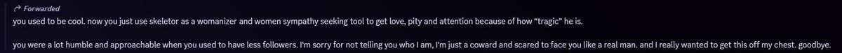 DEADTECTlVE's tweet photo. ⠀

// Hey! Saying my two cents on this because I saw the message, this is hardly criticism. This is anonymous hate mail with a thin veil of criticism simply because there's an addendum to Keldor's character in tow with a rather mean-spirited message towards Rakash himself.

⇅ https://t.co/HihXRbIT9D