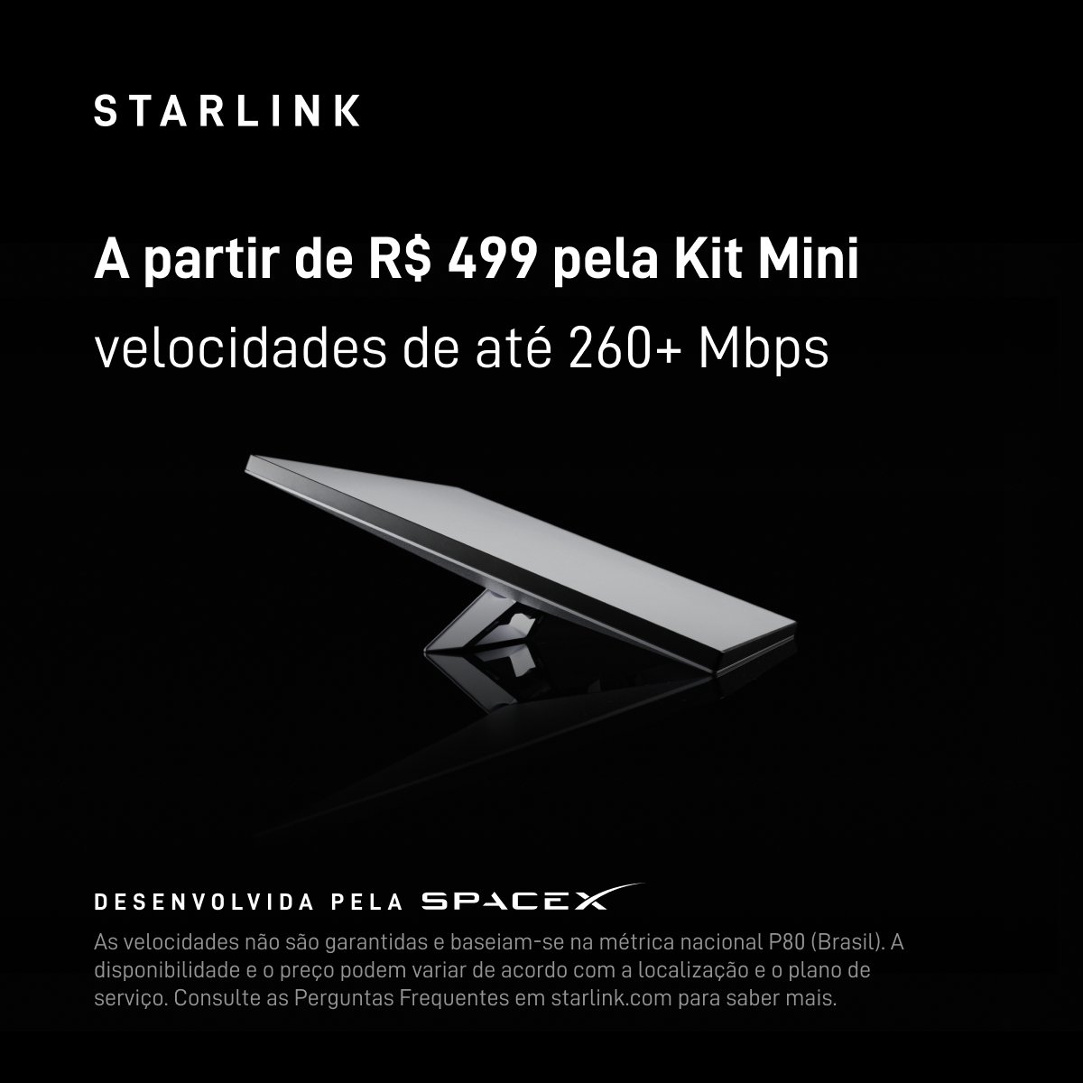 Starlink's tweet photo. Conecte-se a uma internet rápida e estável para streaming, chamadas de vídeo, jogos on-line e muito mais.

Faça o pedido on-line em minutos.