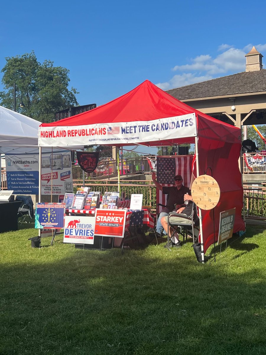 CteDallner's tweet photo. Highland IN 2026 Republican Candidate Booth.  July 3-4, 2026 I will be here, come and get to know your next Lake County Clerk!  We need Transparency, Technology and Transformation in Lake County IN!  #leslieforlake #leslie4lake @HL_Republicans @LCRP1776  @DyerRepublicans https://t.co/aSD5GZZBoX