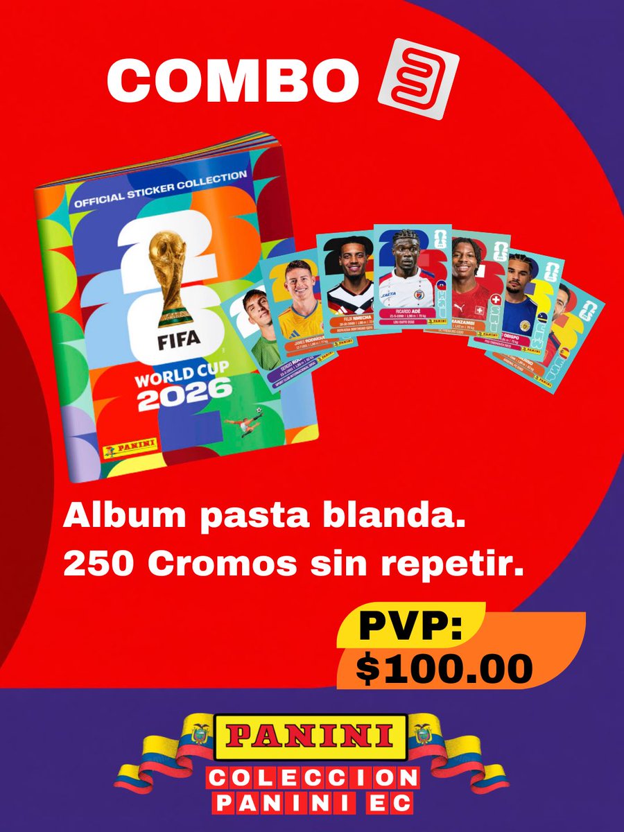 ColeccionPanini's tweet photo. Si aún no compras tu álbum 𝐏𝐀𝐍𝐈𝐍𝐈  mundialista. 😢😱

Adquiere tu álbum pasta blanda + cromos sin repetir y empieza a llenar esta fiebre mundialista. 🌡️🏆🥳

𝐂𝐨𝐥𝐞𝐜𝐜𝐢𝐨𝐧 𝐏𝐚𝐧𝐢𝐧𝐢 𝐄𝐜. ⚽️🏆🚀🌎😍

#ColeccionPaniniEc #Panini #Ecuador 🧩 https://t.co/X6A7Dfv5V2