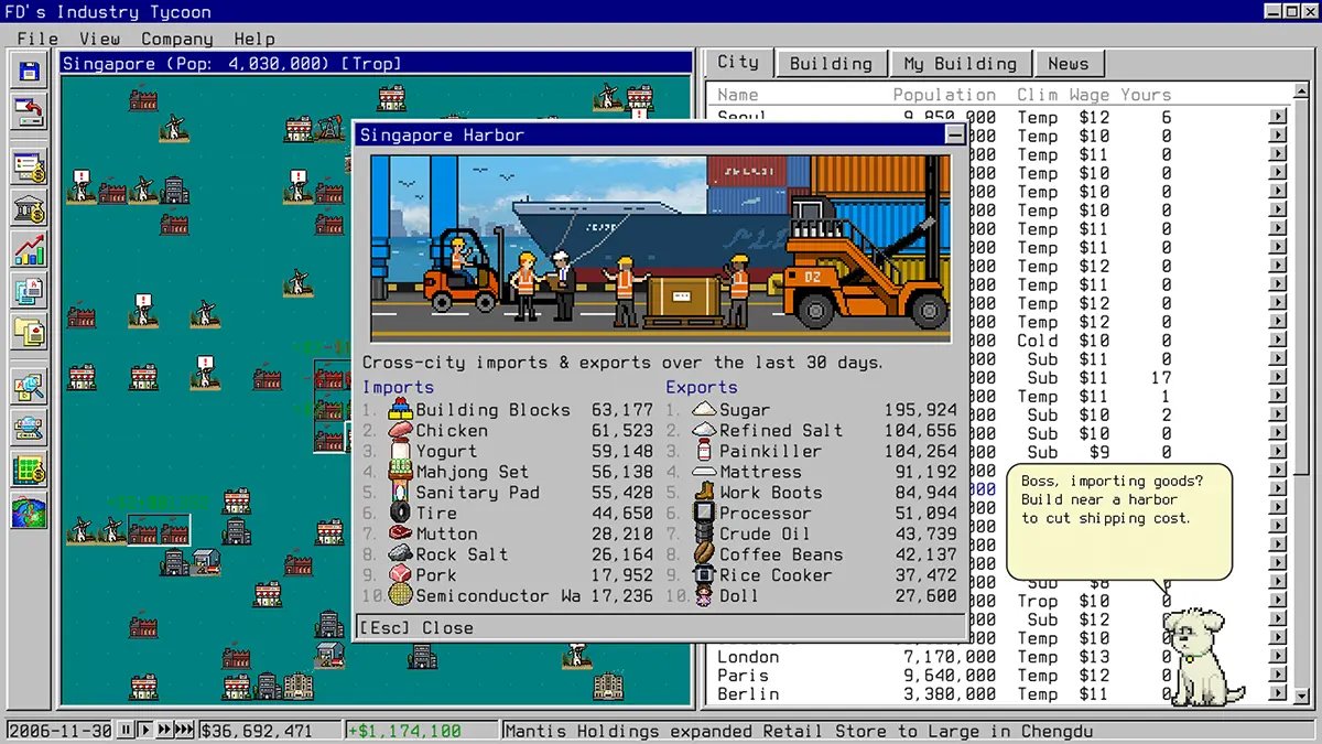 japahttv's tweet photo. FD’s Industry Tycoon, simulador de gestão empresarial para PC, foi anunciado na Steam com mais de 100 concorrentes de IA, cadeia produtiva completa e modos solo e multiplayer em pixel art retrô. https://t.co/0WsuVgcRXP