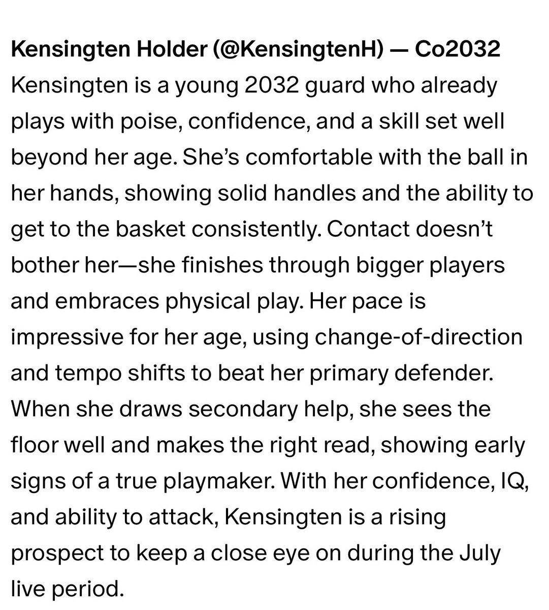 KensingtenH's tweet photo. Thank you @ProspectShowcse for mentioning me or for the write up! 
I appreciate you! https://t.co/rUABzFRVVs